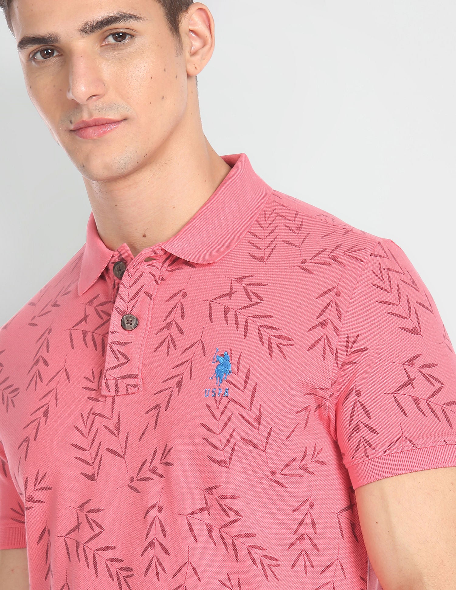 Cotton Floral Print Polo Shirt Pink - U.S. POLO ASSN. | Large