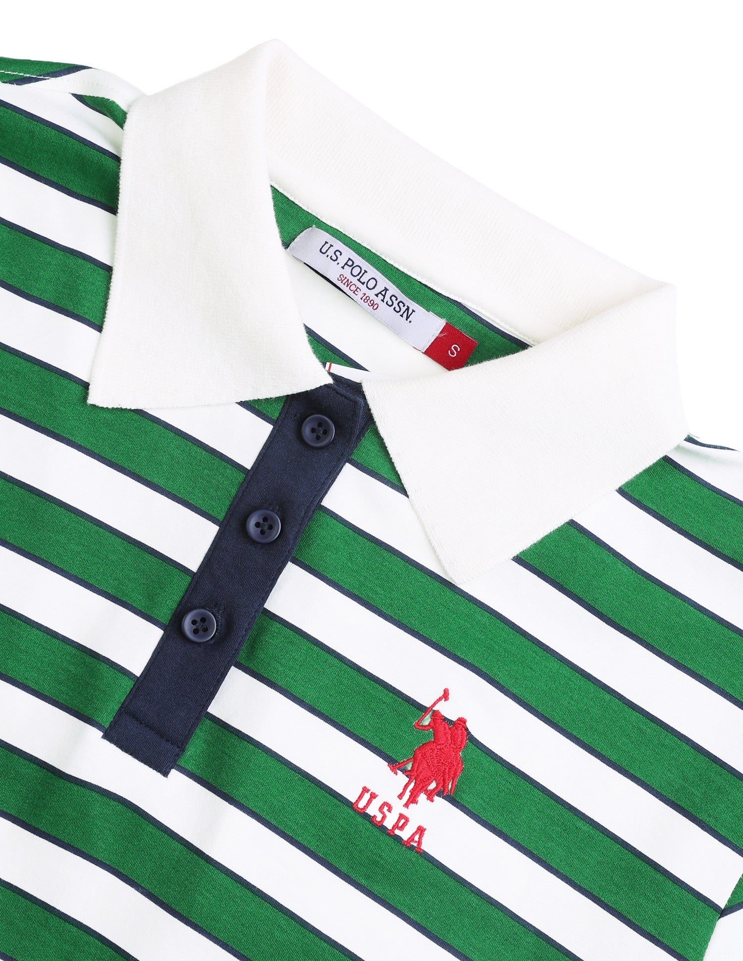 Horizontal Striped Regular Fit Polo Shirt Green - U.S. Polo Assn. India | Large