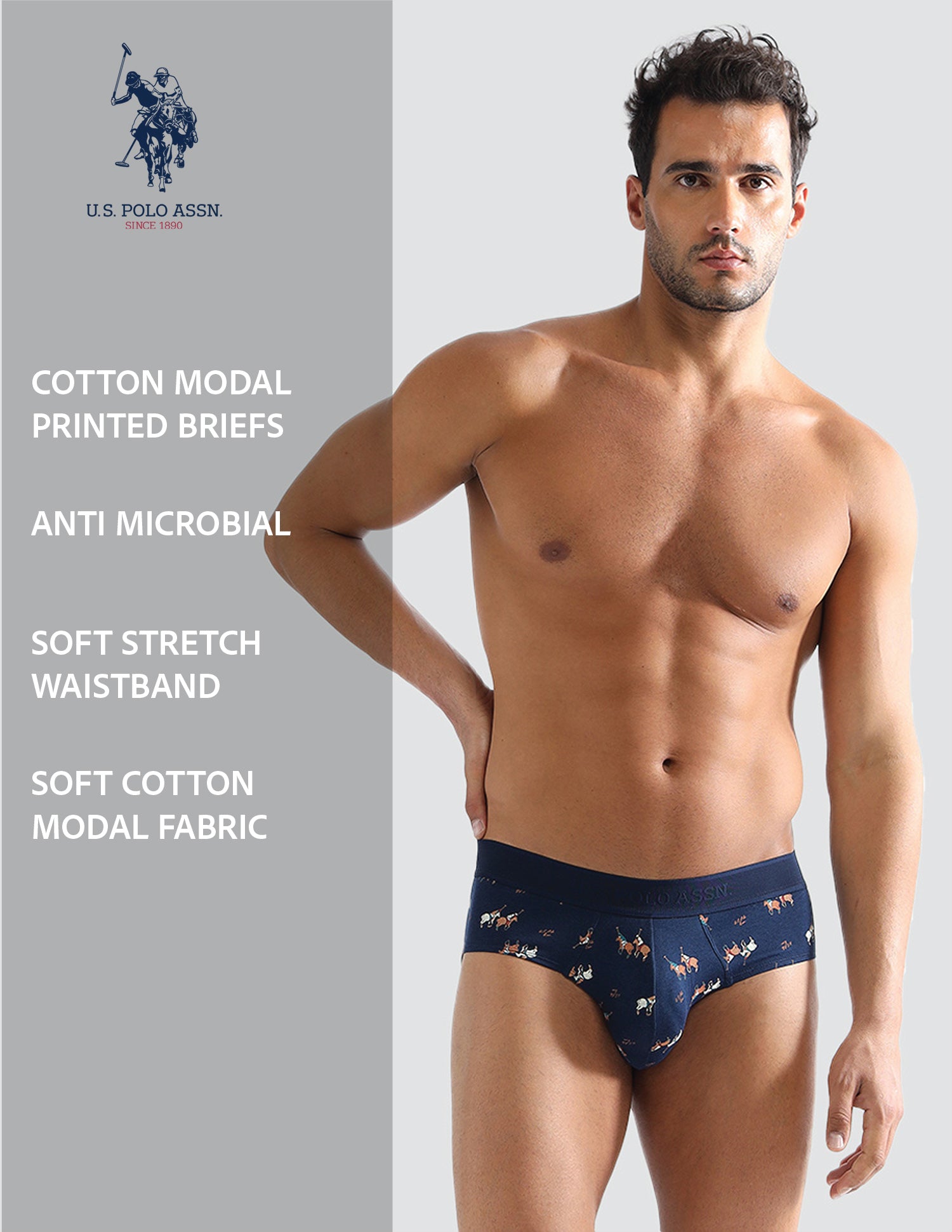 Elasticized Waist Printed PB005 Briefs - Pack of 1 Navy - U.S. POLO ASSN. | Large