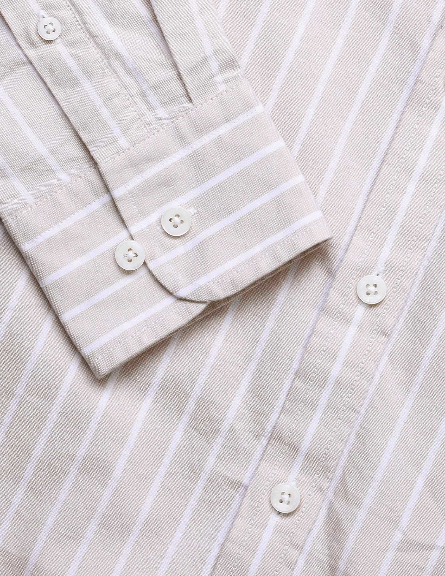 Tailored Fit Vertical Striped Formal Shirt Beige - U.S. POLO ASSN. | Large