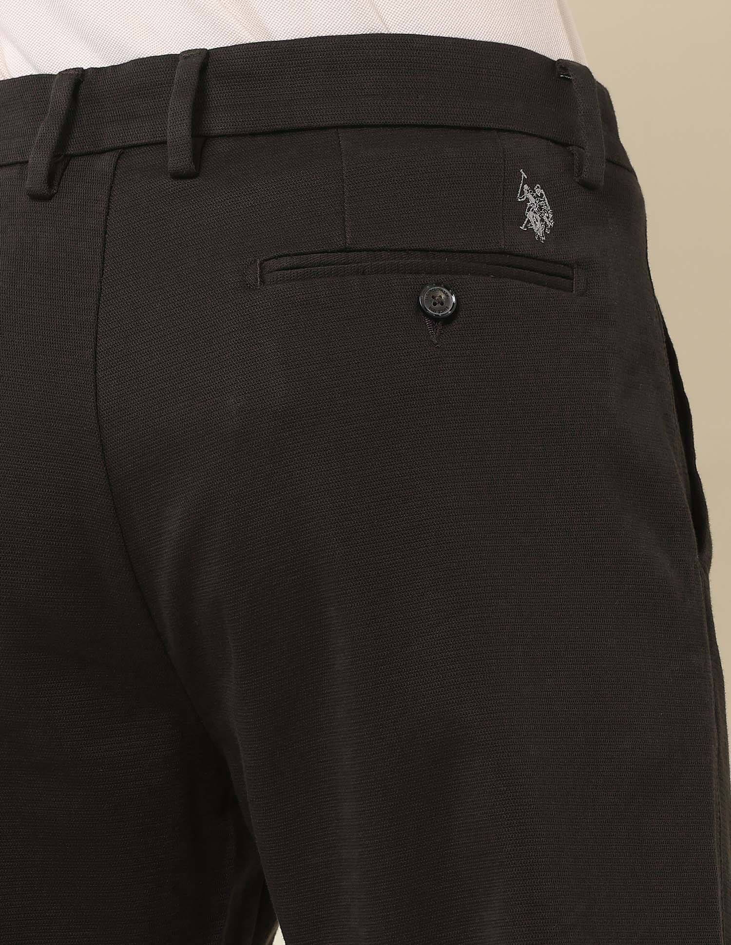 Riley Straight Fit Dobby Trousers Dark Brown - U.S. Polo Assn. India | Large