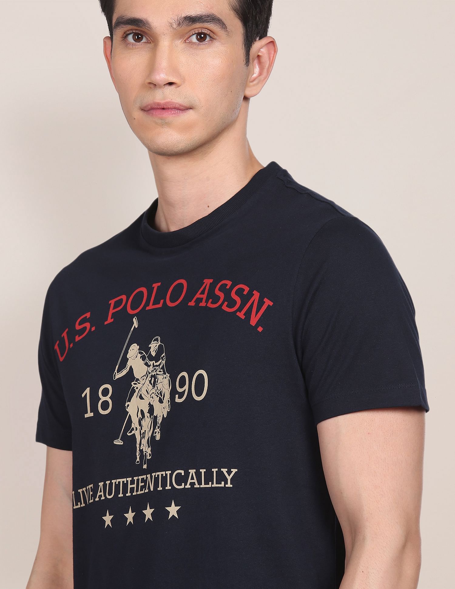 Graphic Printed Pure Cotton T-Shirt Navy - U.S. POLO ASSN. | Large