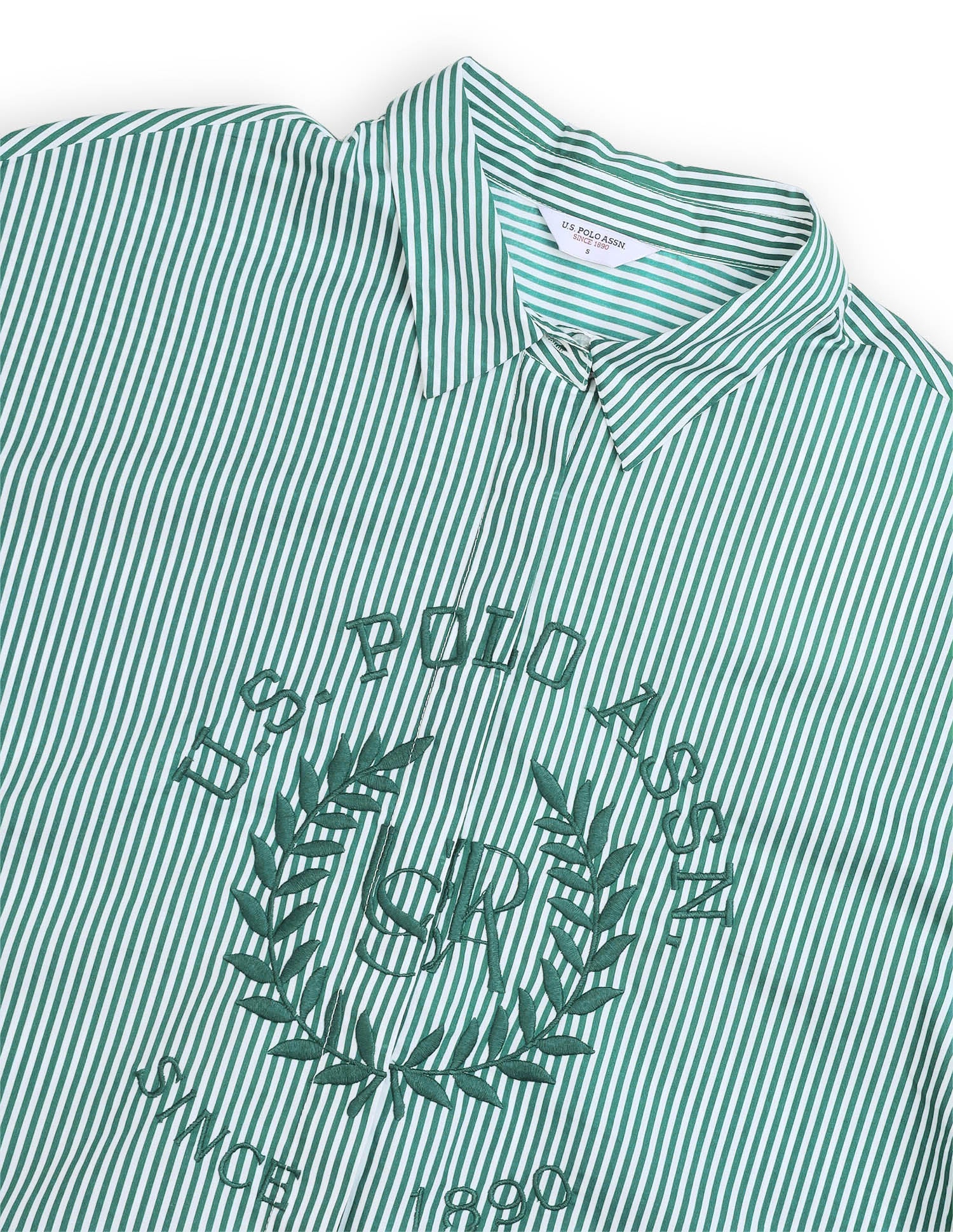 Brand Embroidered Oversized Fit Shirt Light Green - U.S. Polo Assn. India | Large