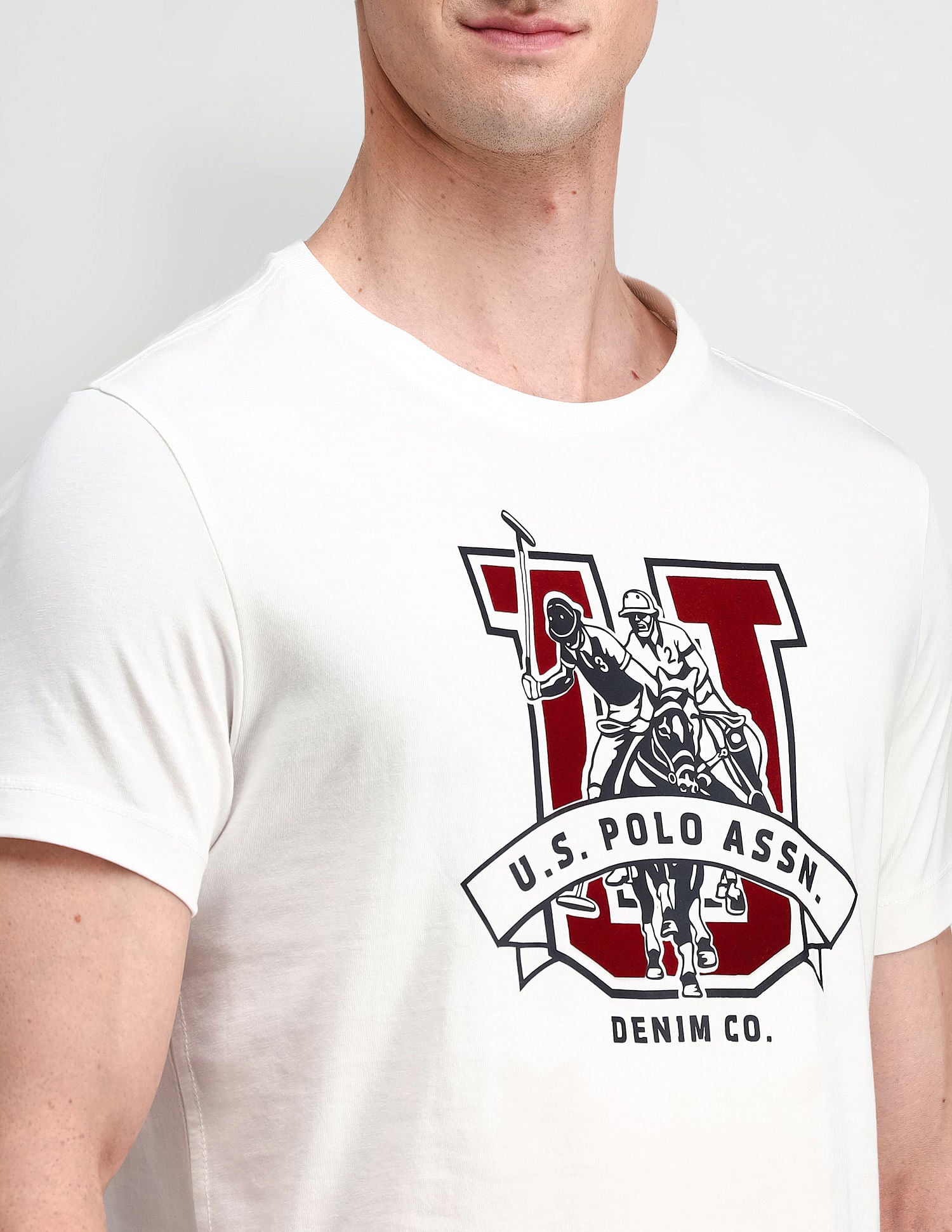 Muscle Fit Brand Print T-Shirt Ivory - U.S. Polo Assn. India | Large