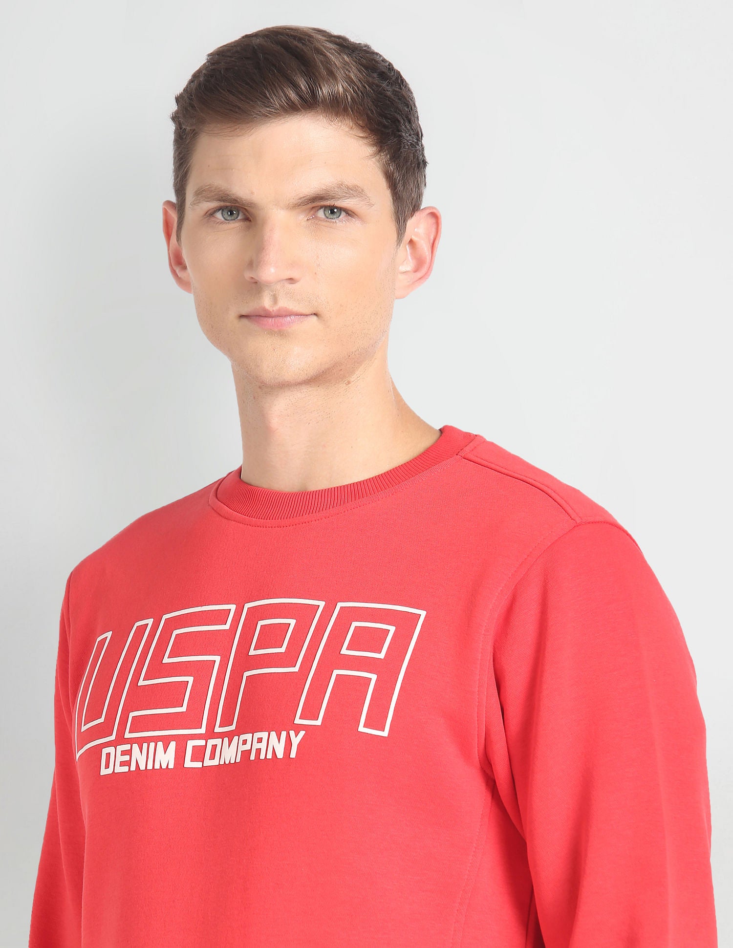 Crew Neck Brand Print Sweatshirt Red - U.S. POLO ASSN. | Large