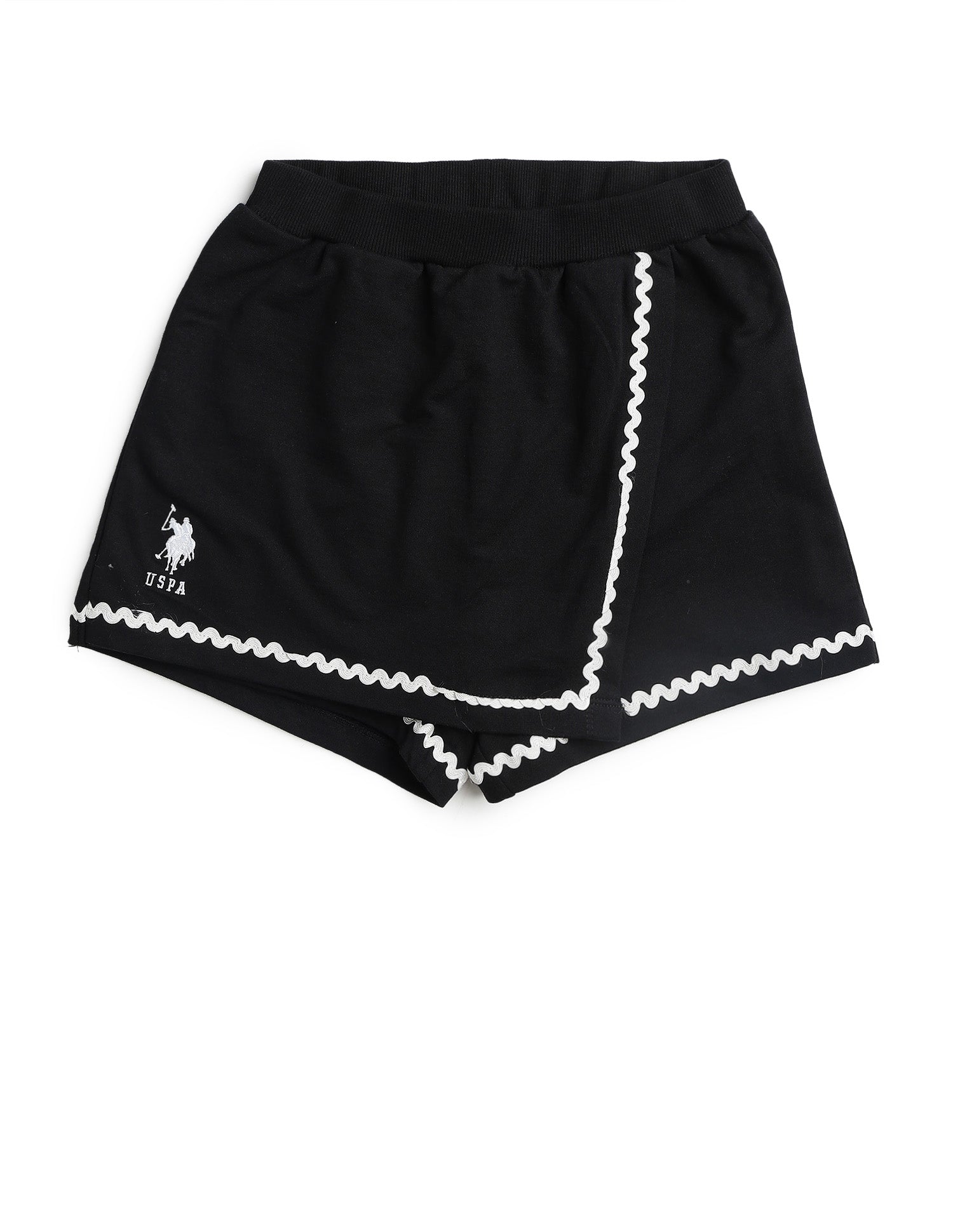 Girls Solid Lace Trim Skort Black - U.S. POLO ASSN. | Large