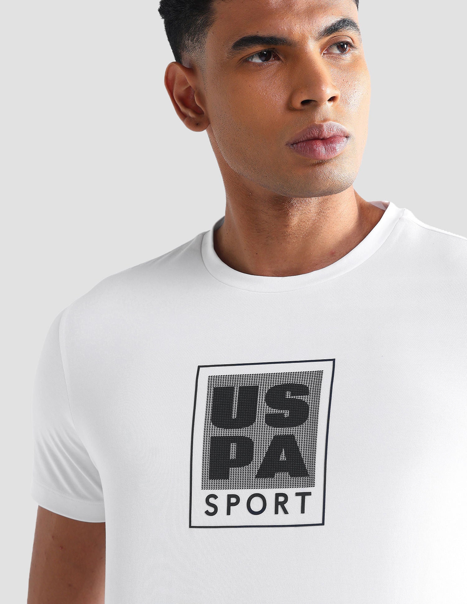 Brand Print Cotton Blend T-Shirt White - U.S. Polo Assn. India | Large