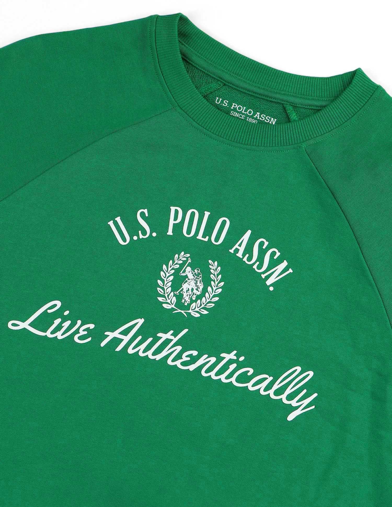 Brand Embroidered Sweatshirt Bright Green - U.S. POLO ASSN. | Large