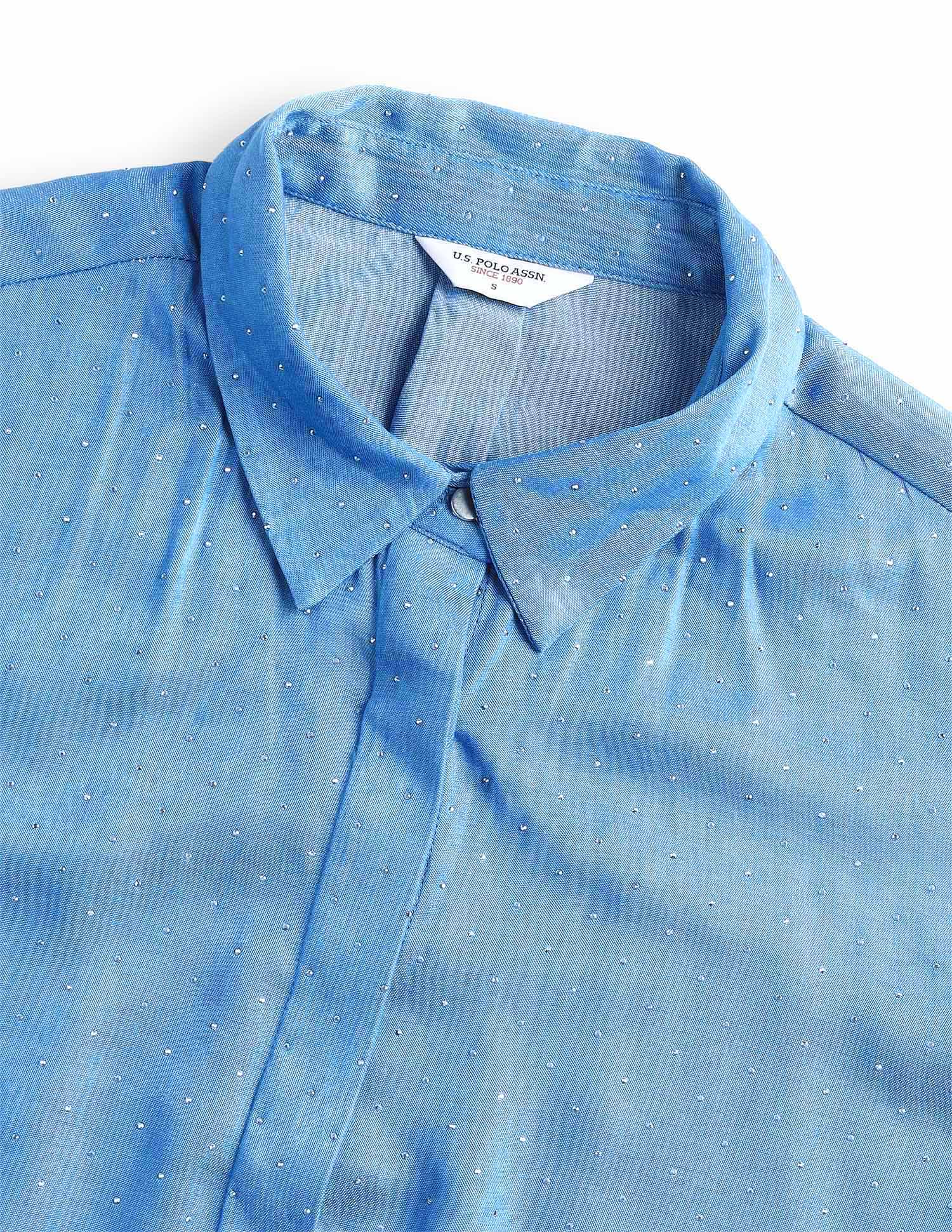 Stud Embellished Regular Fit Shirt Blue - U.S. Polo Assn. India | Large