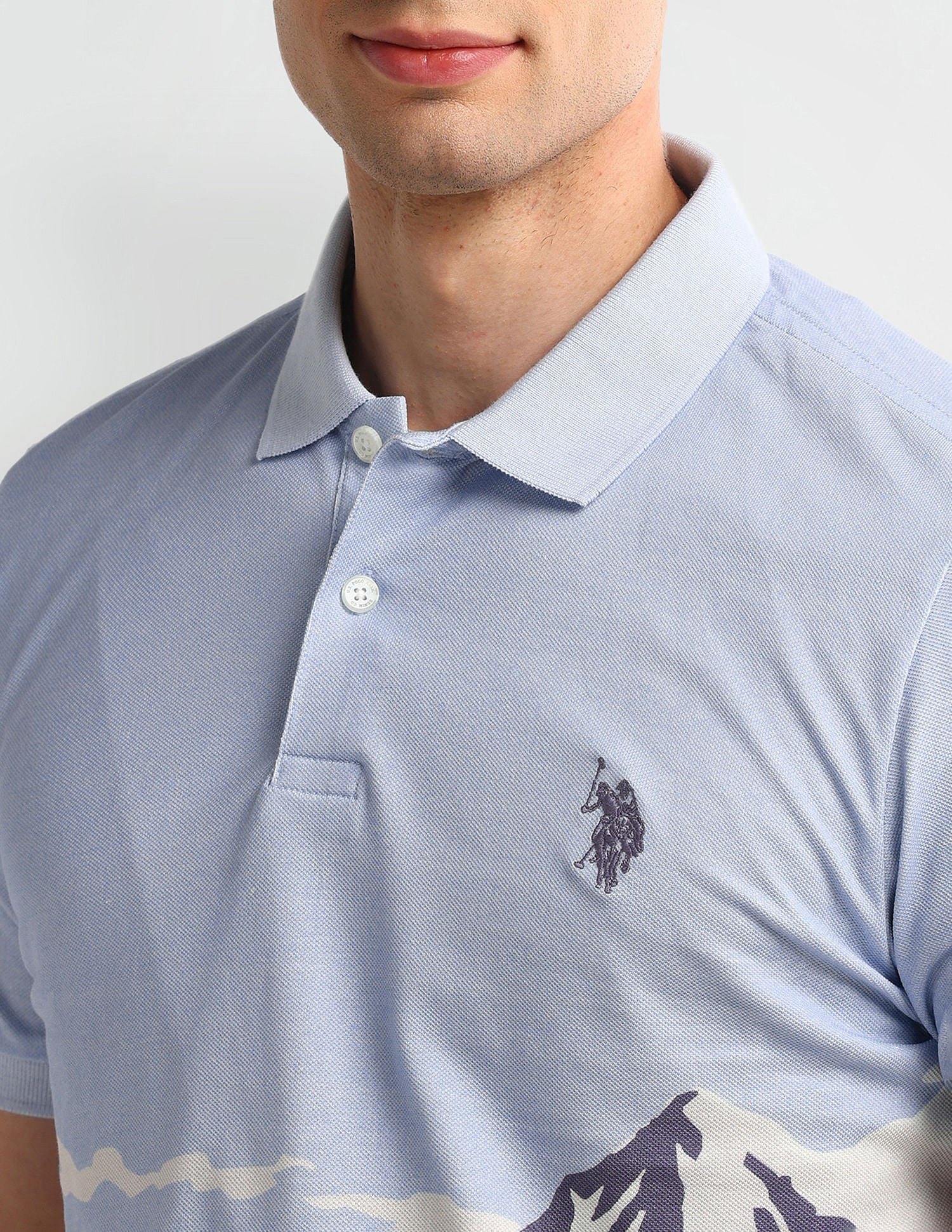 Muscle Fit Graphic Cotton Polo Shirt Blue - U.S. POLO ASSN. | Large
