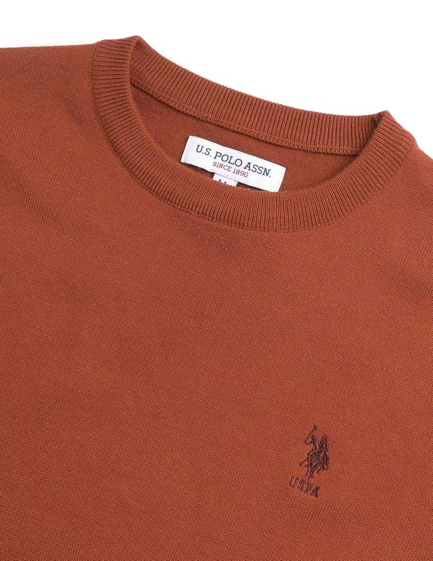 Solid Regular Fit Sweater Rust - U.S. Polo Assn. India | Large