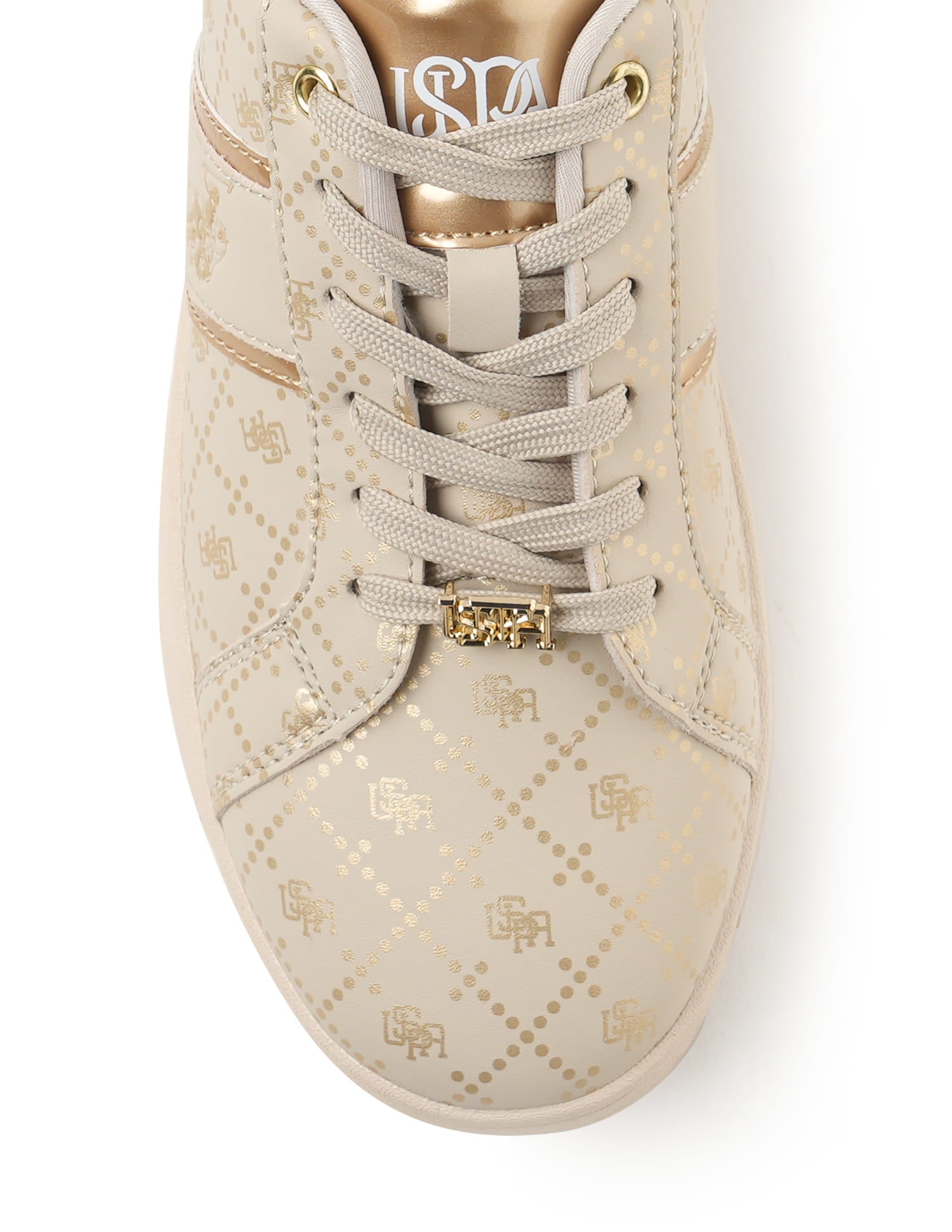 Women Brand Print Harriet Sneakers Beige - U.S. Polo Assn. India | Large