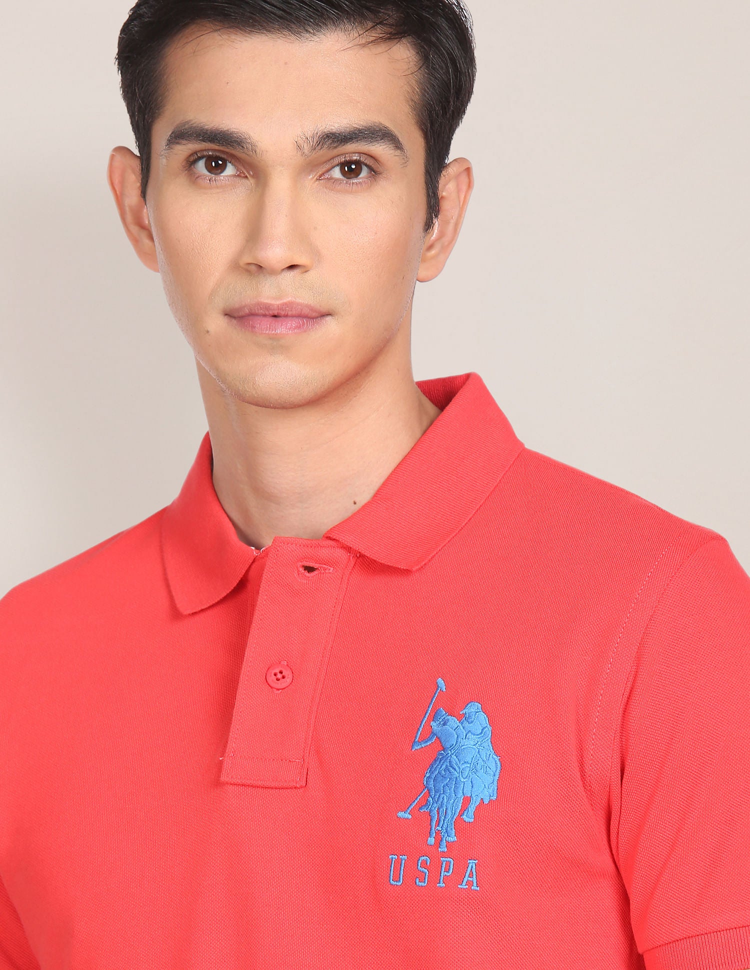 Compact Cotton Logo Polo Shirt Coral - U.S. POLO ASSN. | Large
