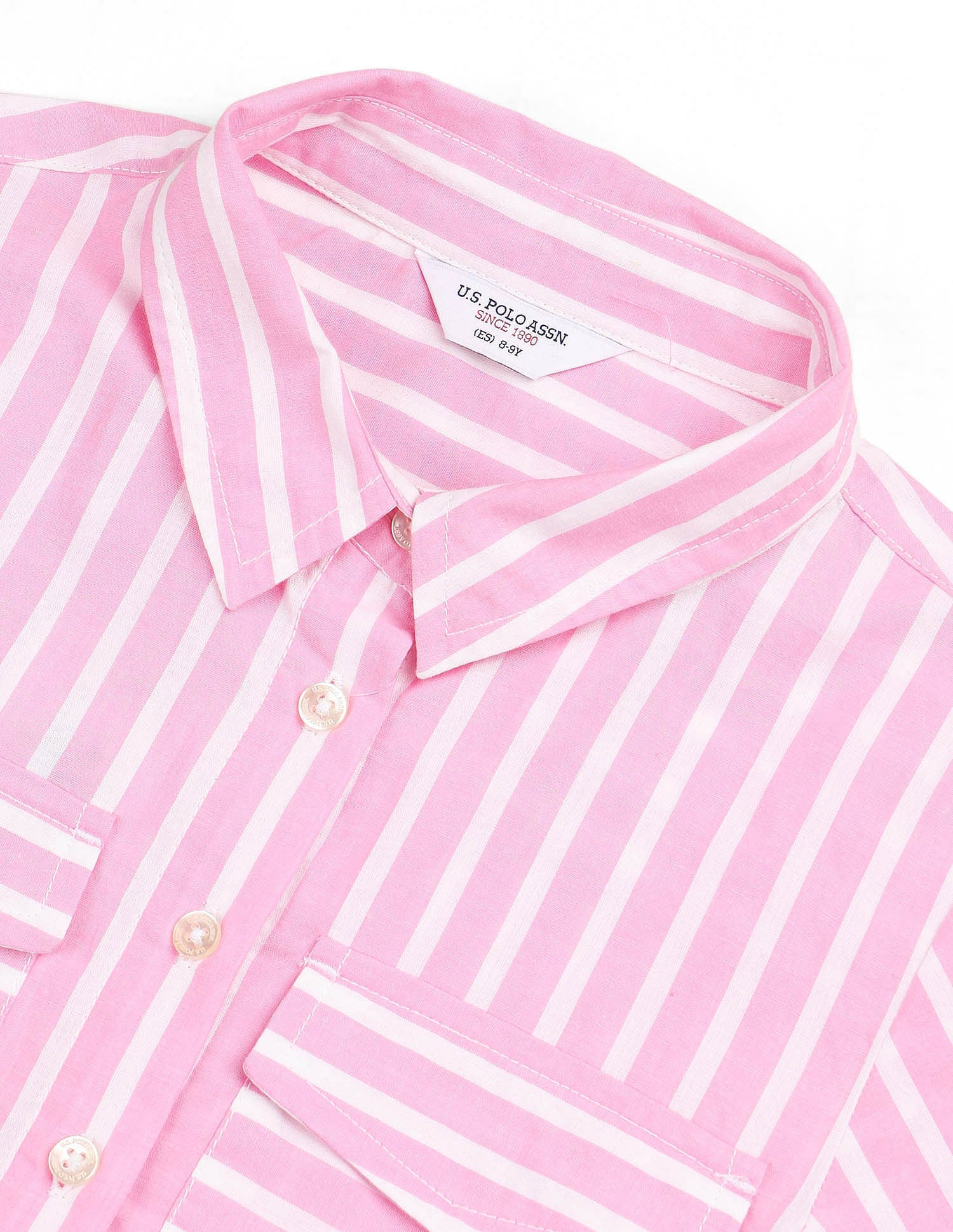 Girls Vertical Striped Shirt Dress Light Pink - U.S. POLO ASSN. | Large