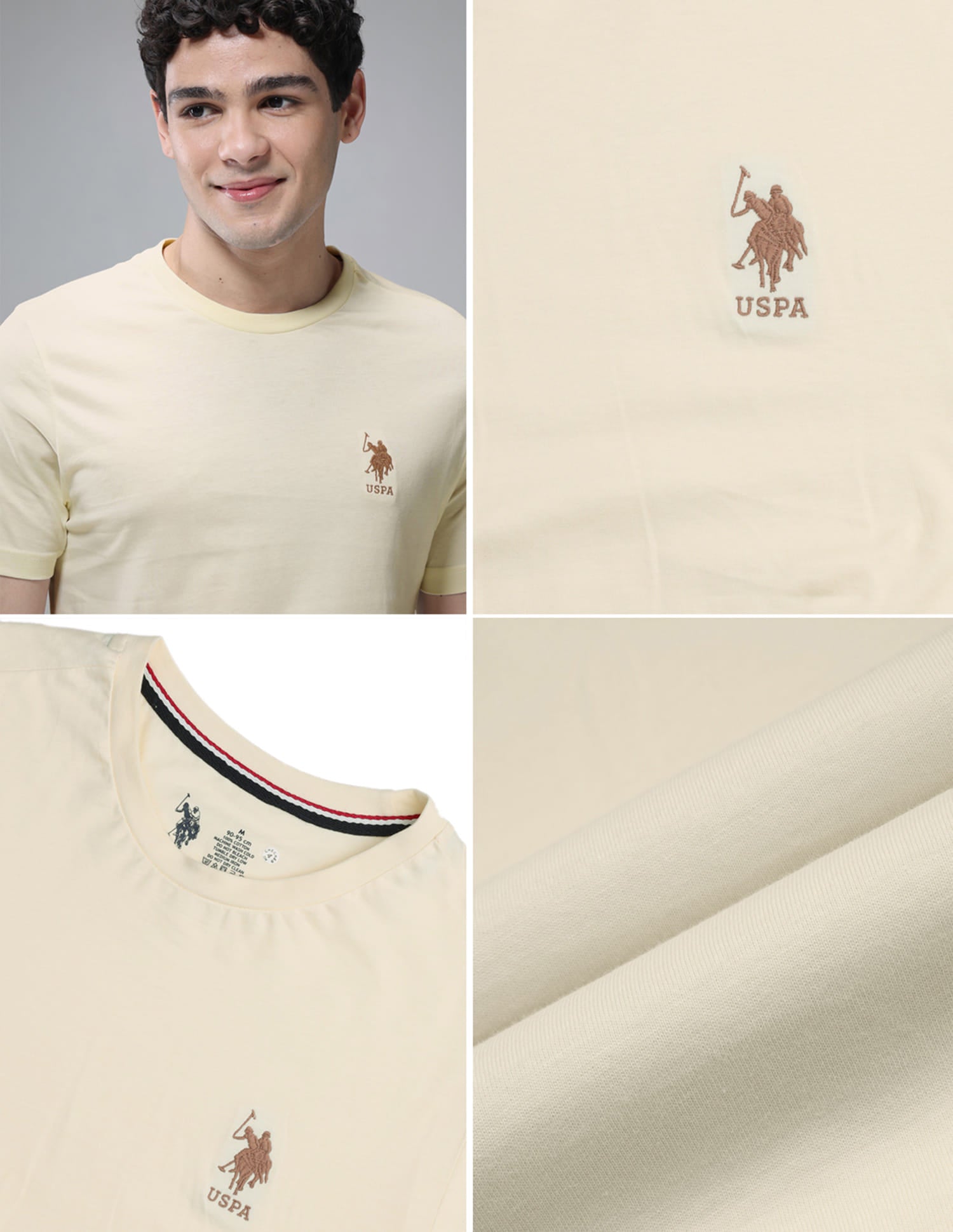 Pure Cotton Comfort Fit I633 Lounge T-Shirt - Pack Of 1 Off White - U.S. Polo Assn. India | Large