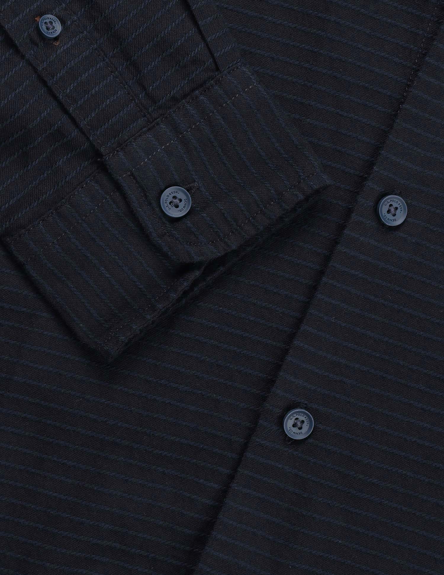 Regular Fit Textured Shirt Navy - U.S. Polo Assn. India | Large