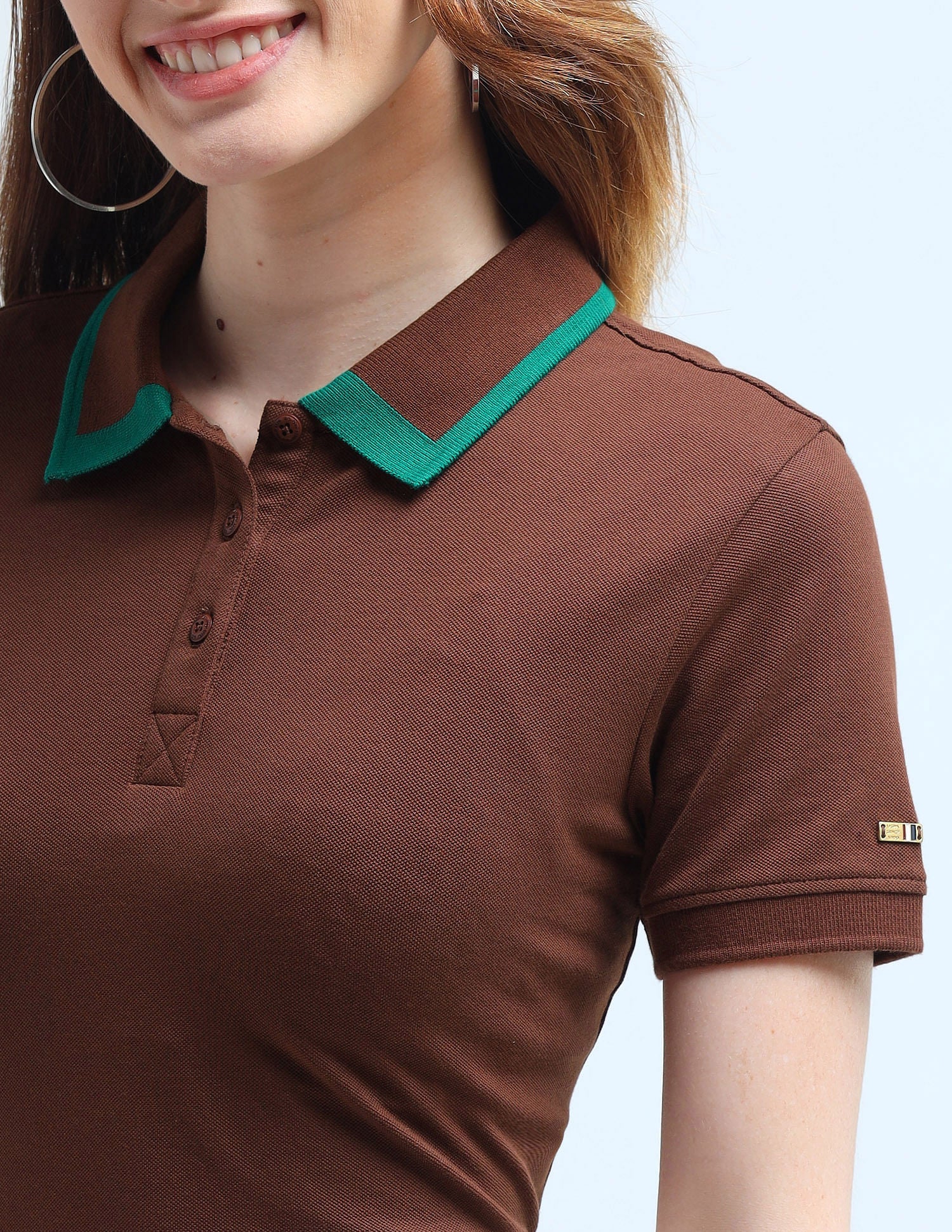 Metal Branding Solid Polo Shirt Brown - U.S. POLO ASSN. | Large