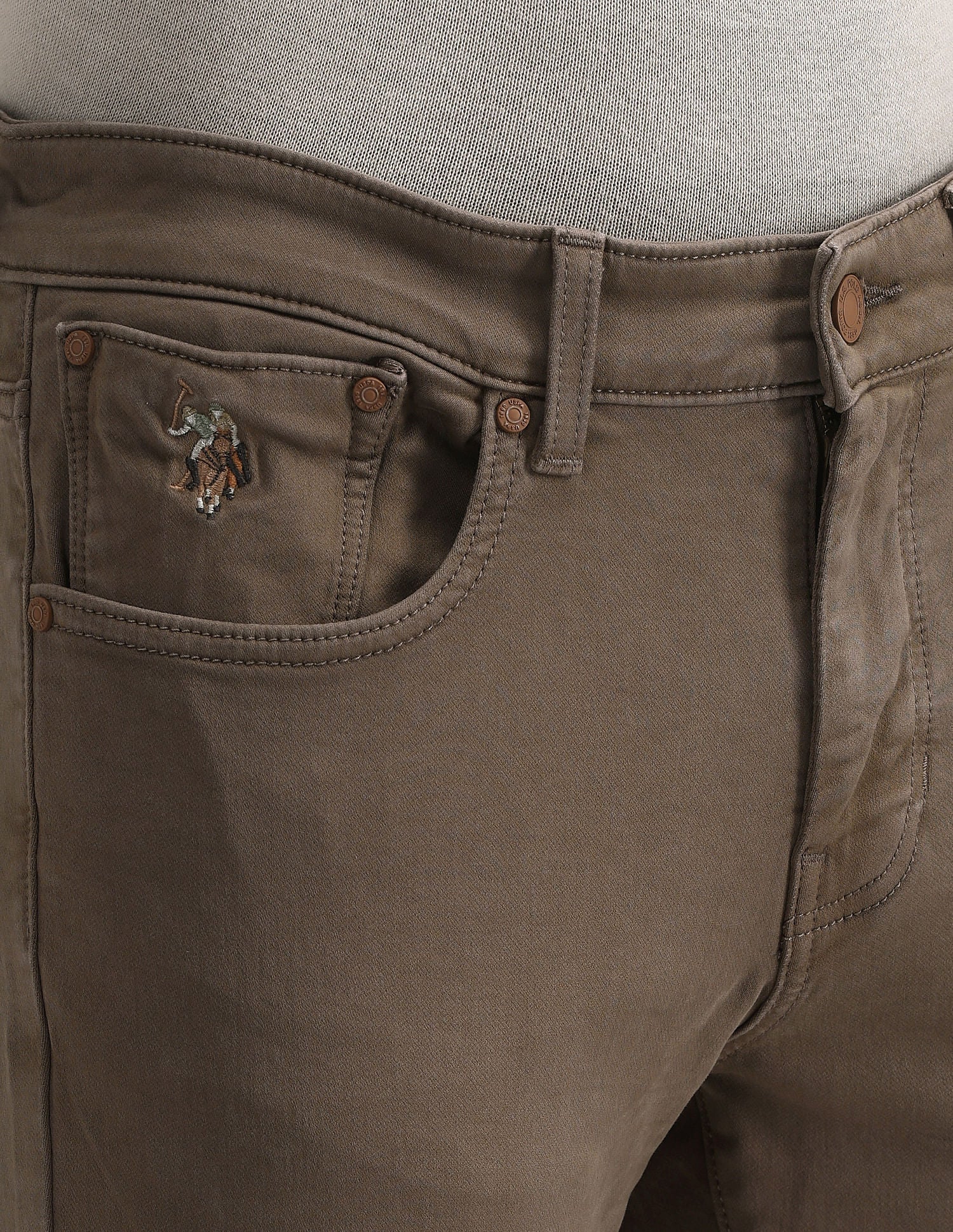 Slim Tapered Fit Brown Jeans Light-Brown - U.S. POLO ASSN. | Large