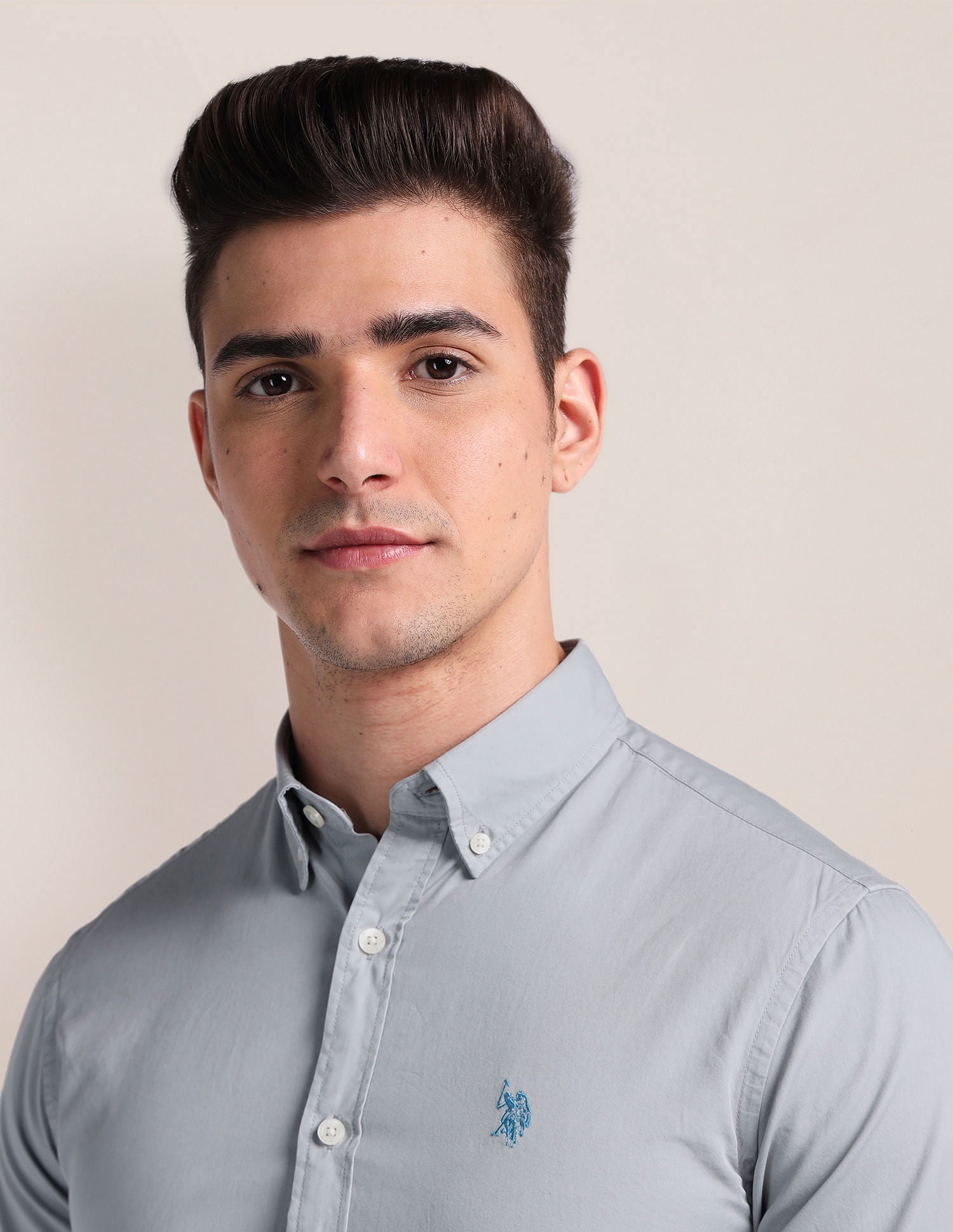 Premium Cotton Twill Shirt Grey - U.S. Polo Assn. India | Large