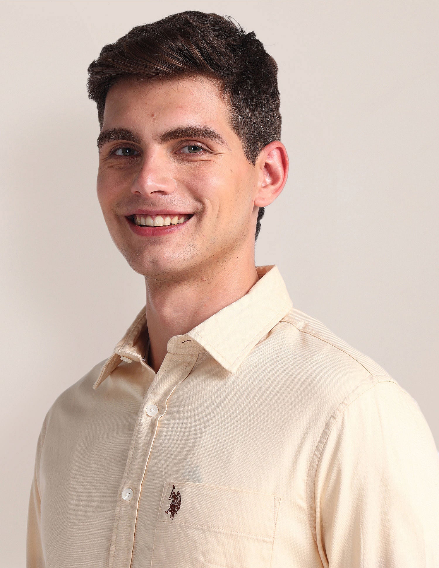 Solid Dobby Shirt Ivory - U.S. Polo Assn. India | Large