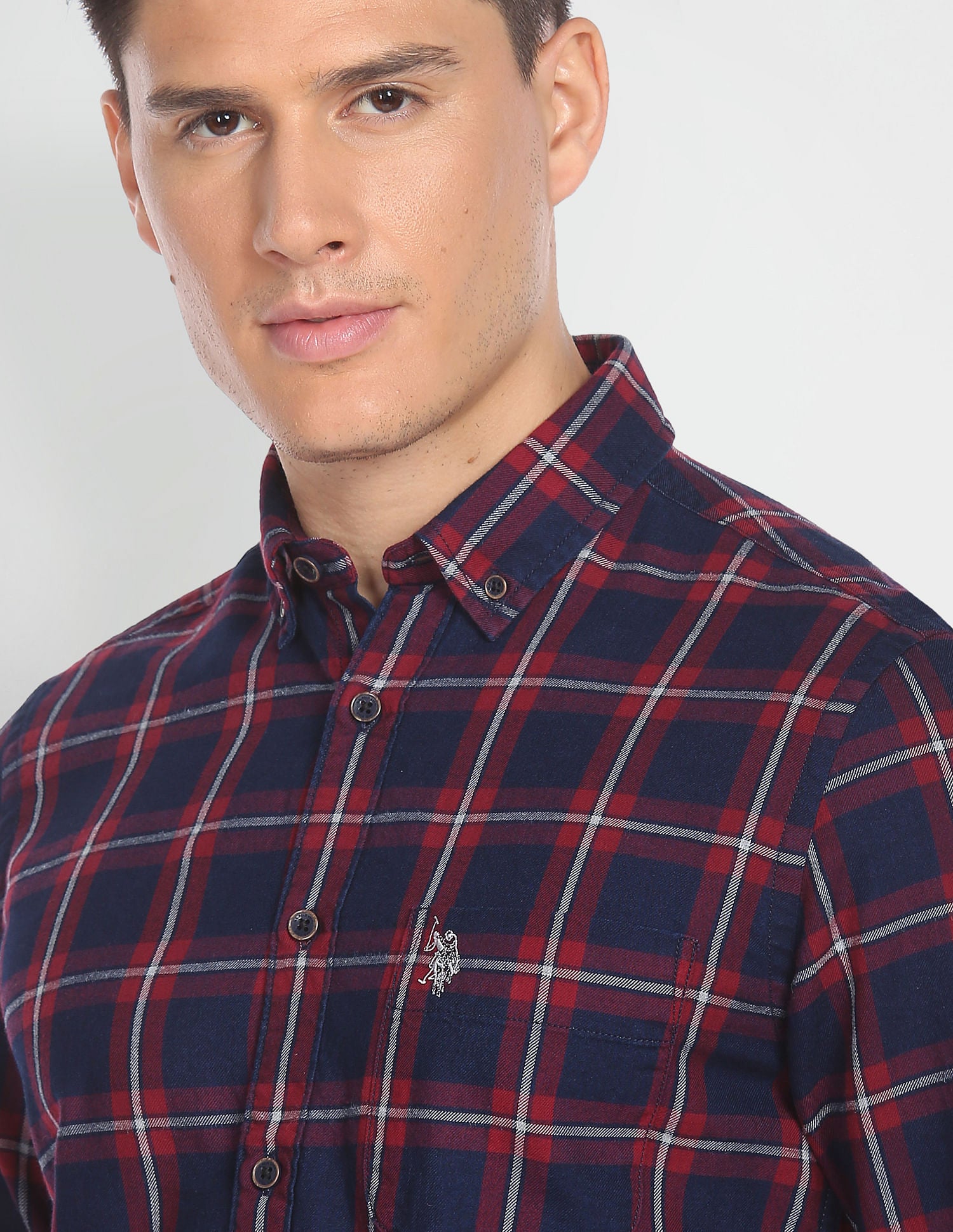 Heathered Tartan Check Shirt Indigo - U.S. Polo Assn. India | Large