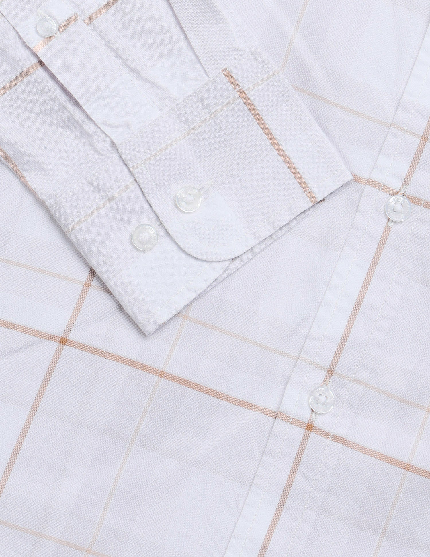 Windowpane Checked Regular Fit Shirt Light Khaki - U.S. Polo Assn. India | Large