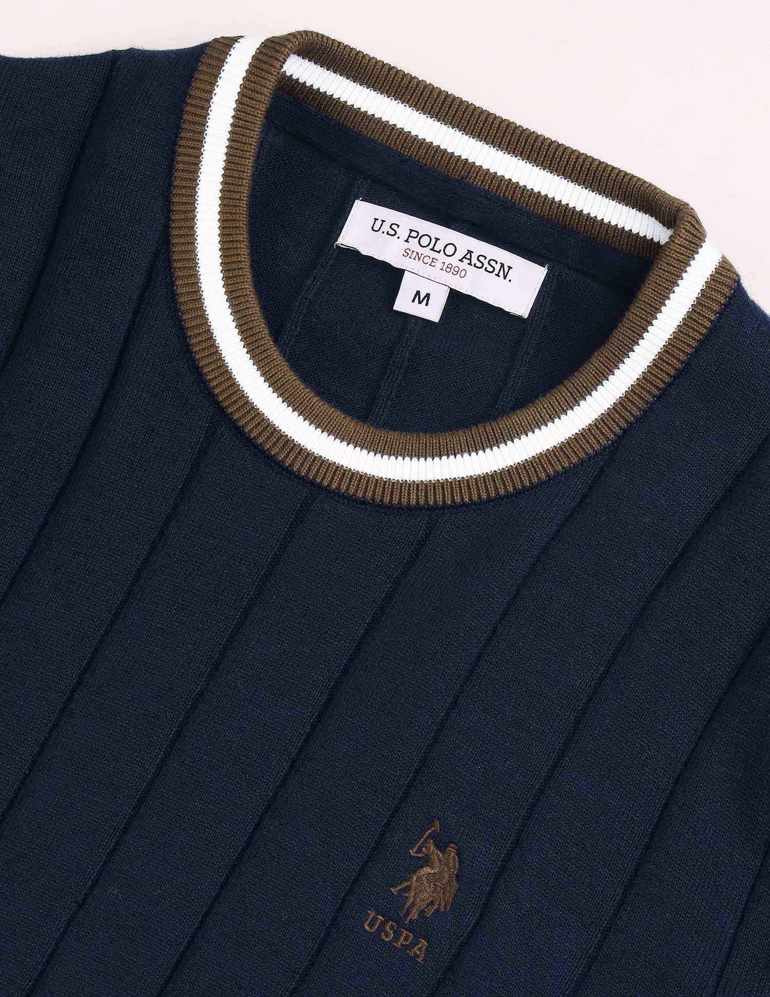 Vertical Striped Patterned Knit Regular Fit Sweater Navy - U.S. POLO ASSN. | Large