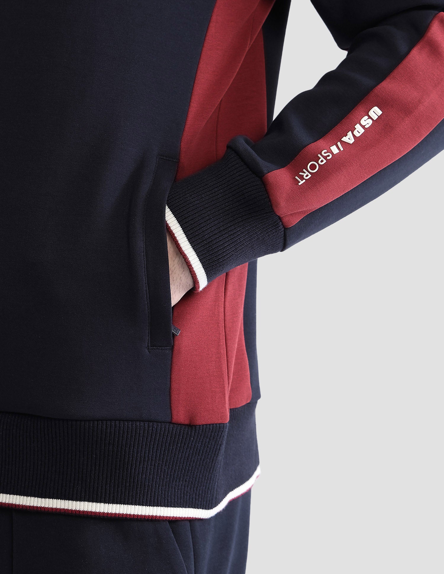 Solid With Colorblock Detail Slim Fit Sweatshirt Navy - U.S. POLO ASSN. | Large