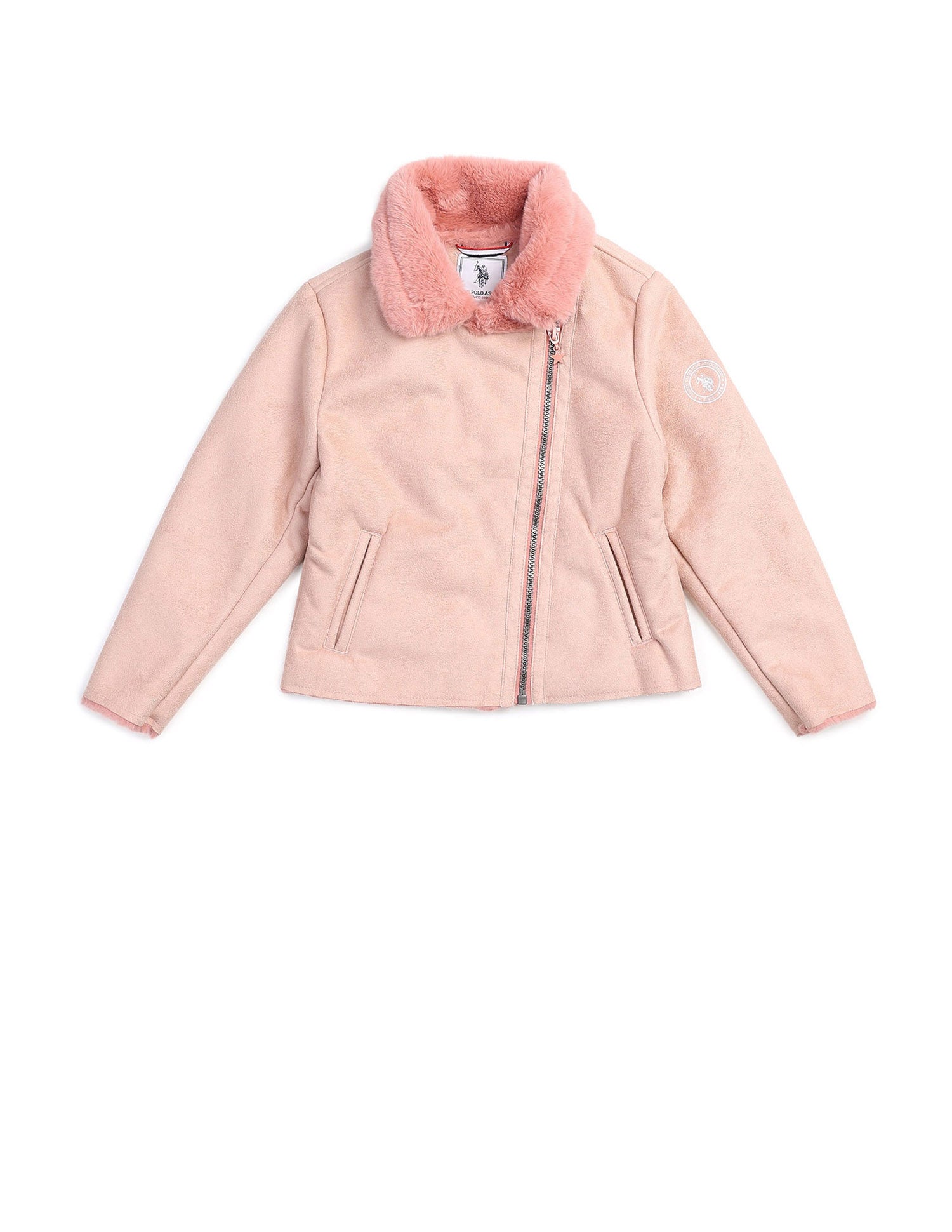 Faux Fur Lined Casual Jacket Light Pink - U.S. Polo Assn. India | Large