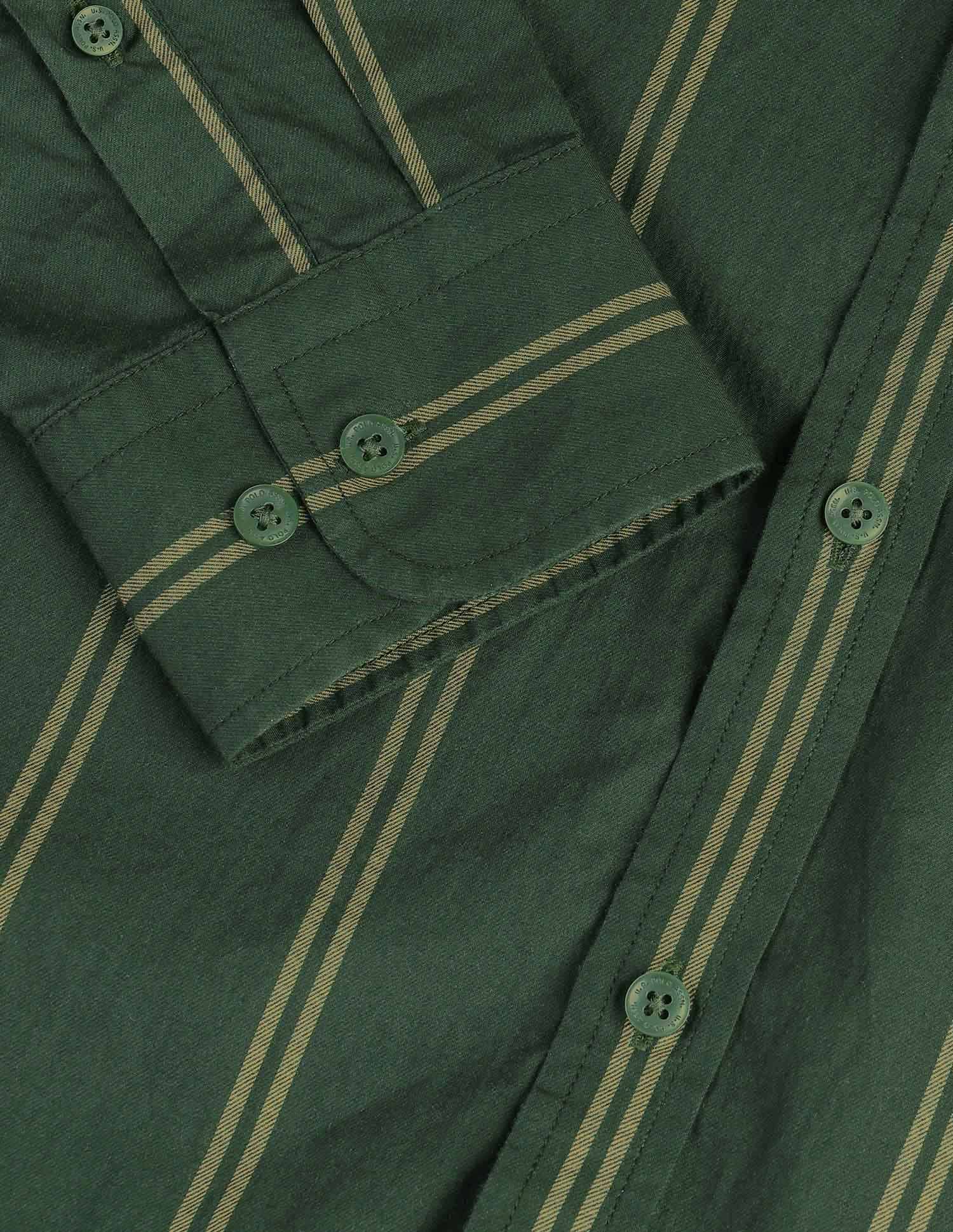 Vertical Striped Pure Cotton Shirt Olive - U.S. POLO ASSN. | Large