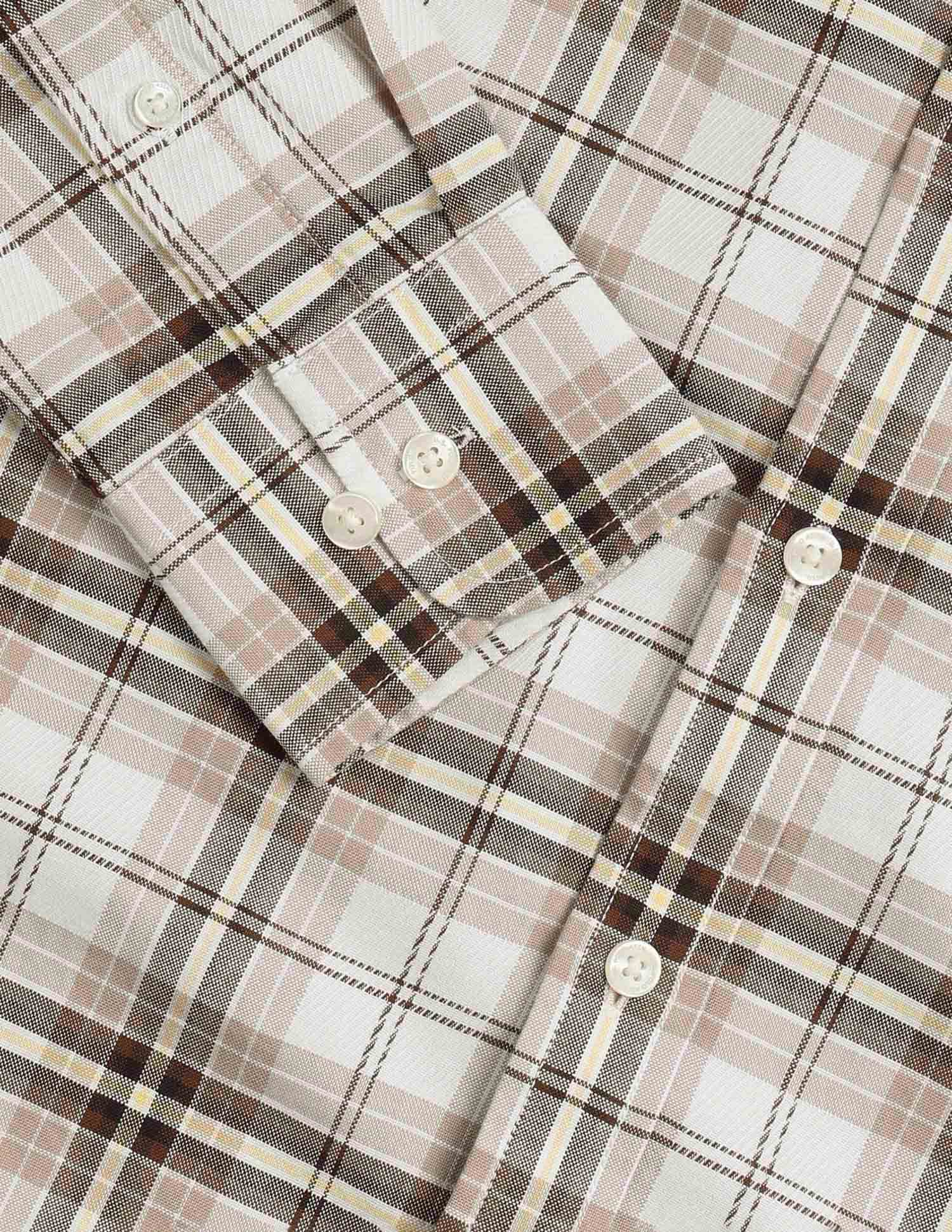 Plaid Checked Tailored Fit Shirt Beige - U.S. POLO ASSN. | Large