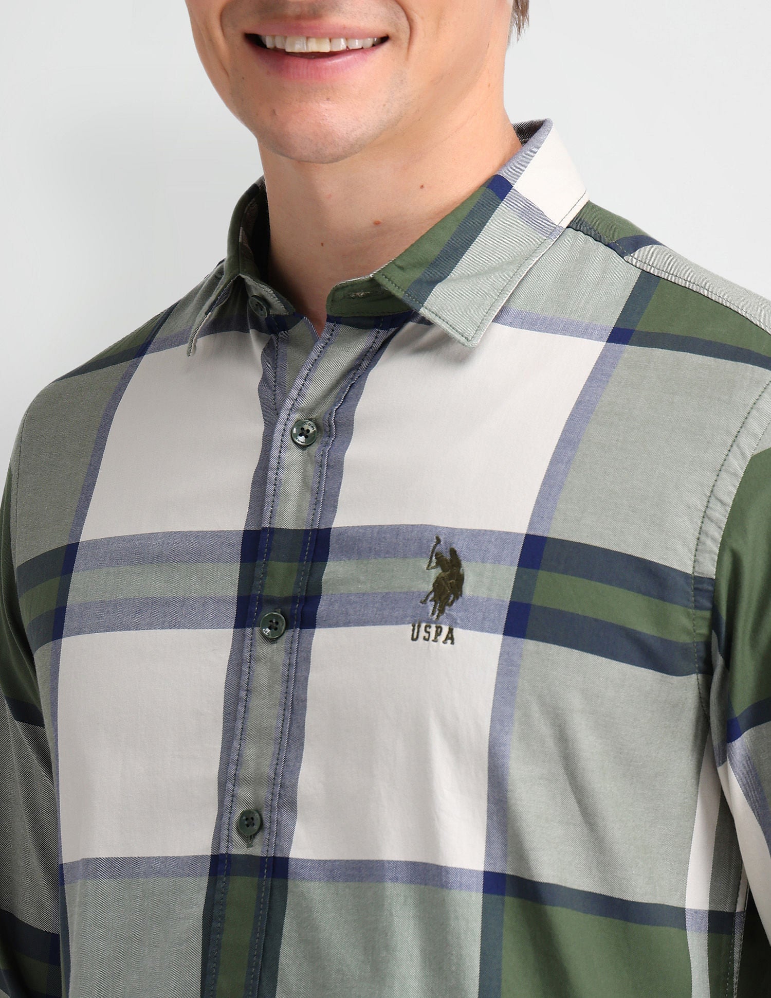 Tartan Check Slim Fit Shirt Olive - U.S. Polo Assn. India | Large