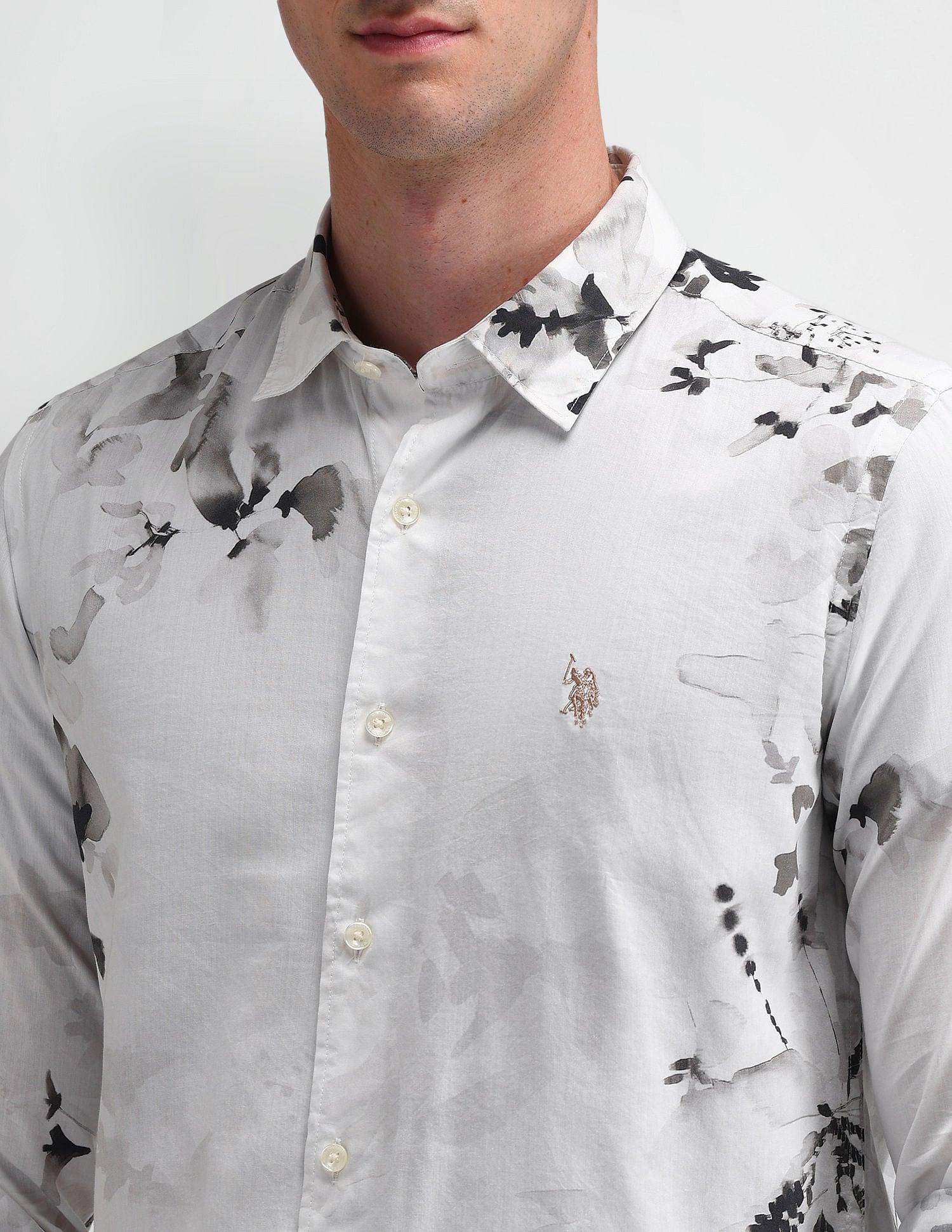 Slim Fit Abstract Shirt Grey - U.S. POLO ASSN. | Large