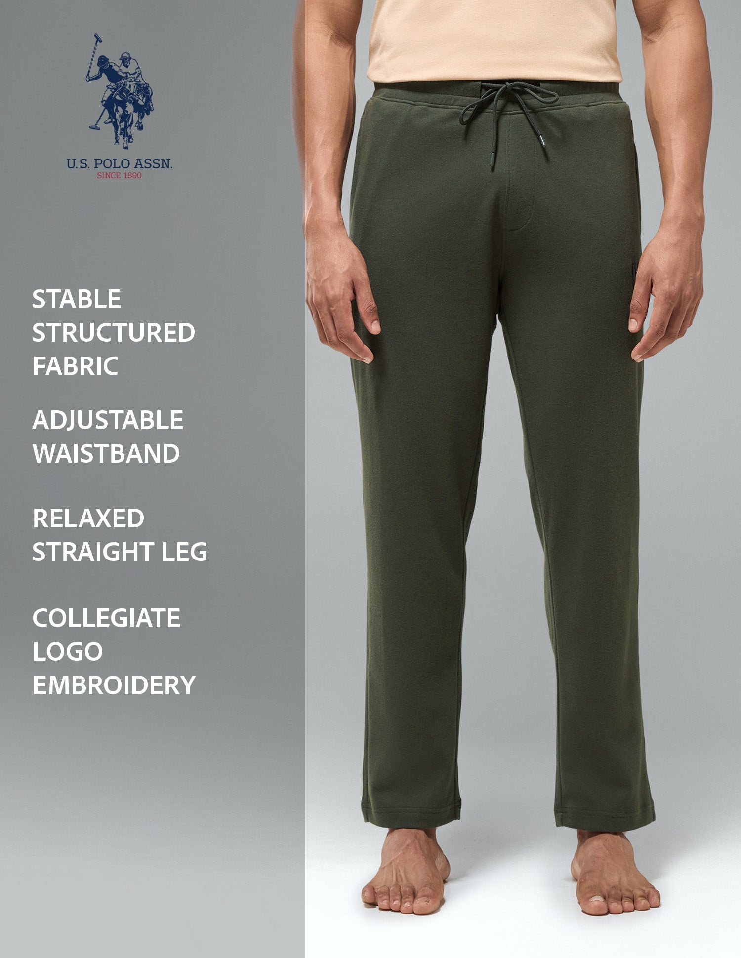 Relaxed Fit Mid Rise OR009 Track Pants Forest Night - U.S. Polo Assn. India | Large