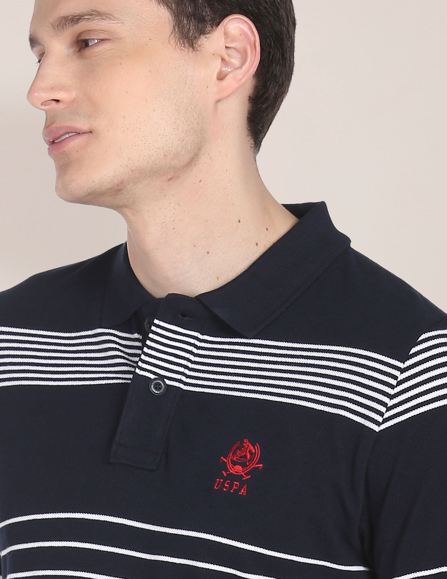 Horizontal Stripe Cotton Polo Shirt Navy - U.S. POLO ASSN. | Large