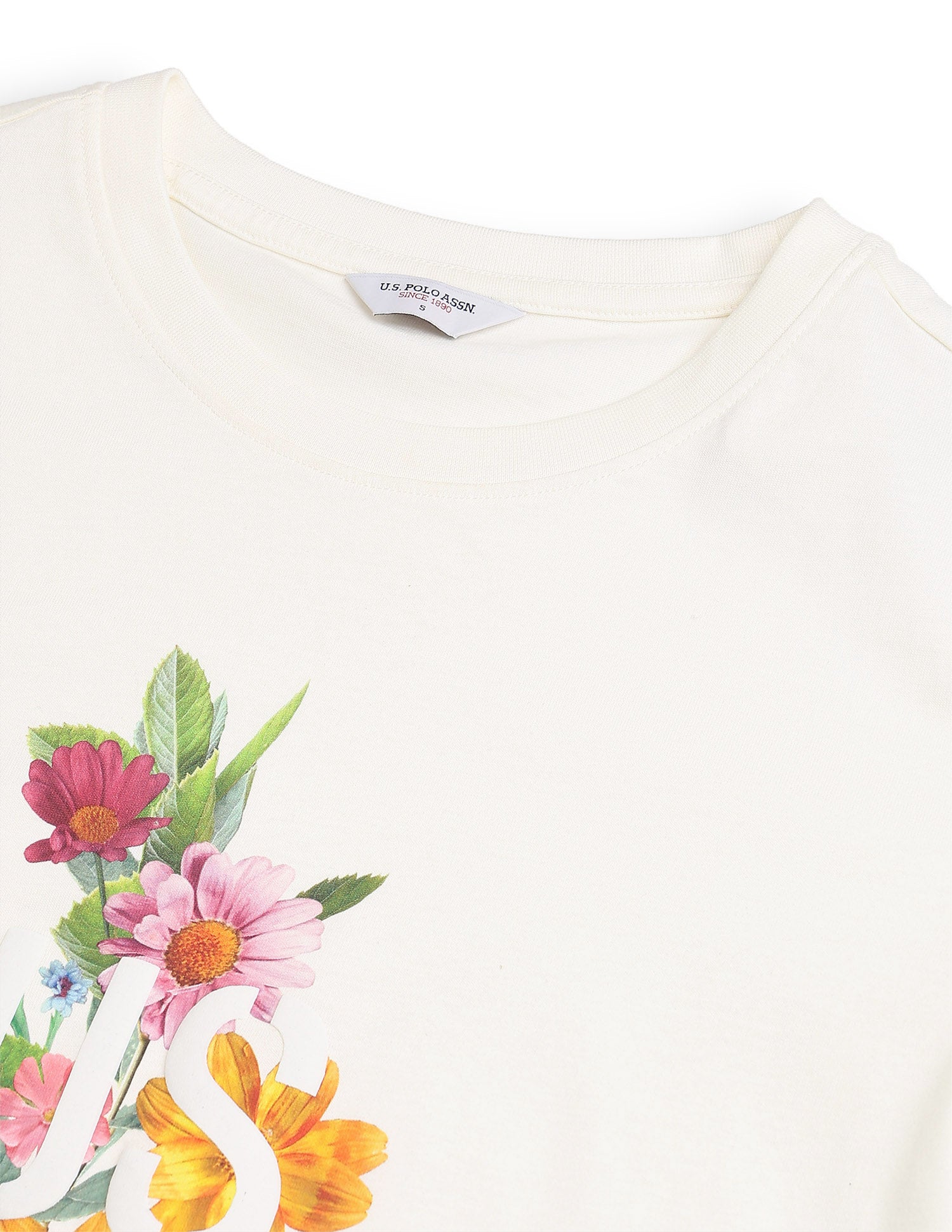Digital Hd Floral Printed Boxy Fit T-Shirt Off White - U.S. Polo Assn. India | Large
