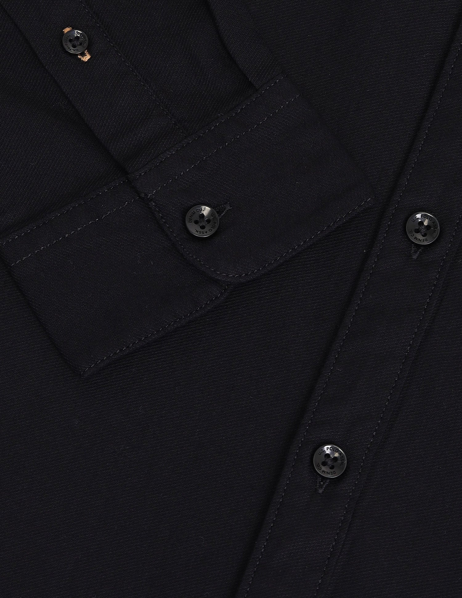 Pure Cotton Solid Shirt Black - U.S. Polo Assn. India | Large
