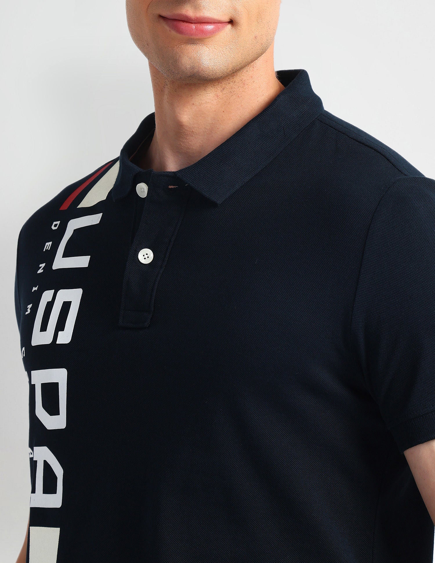 Muscle Fit Typography Polo Shirt Dark-Blue - U.S. Polo Assn. India | Large