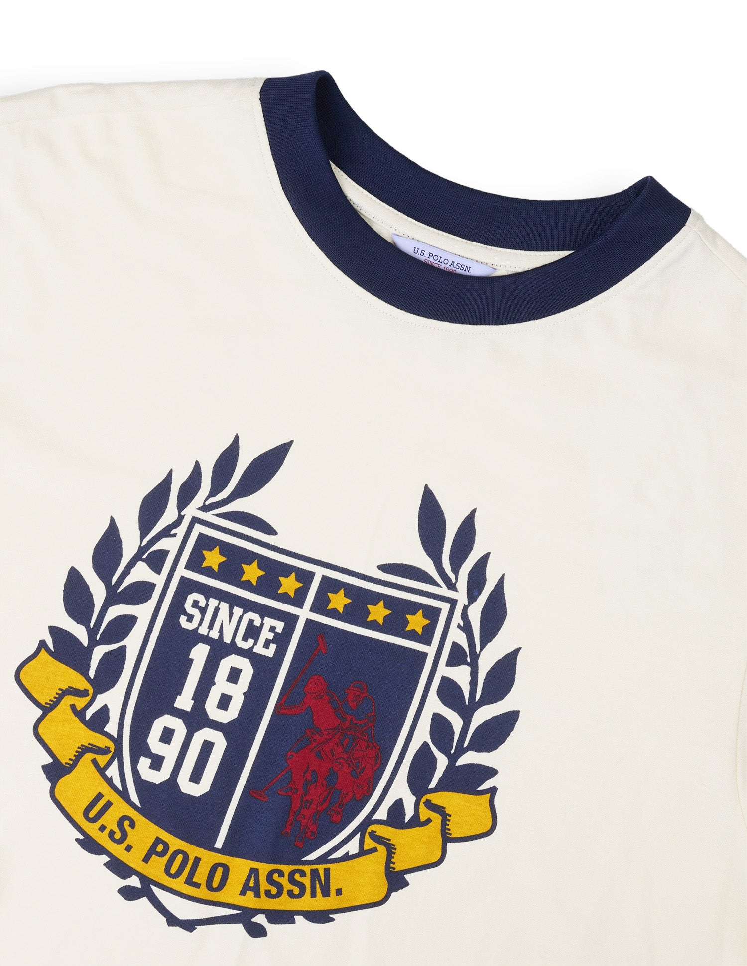 Graphic Brand Printed Boxy Fit T-Shirt Ecru - U.S. Polo Assn. India | Large