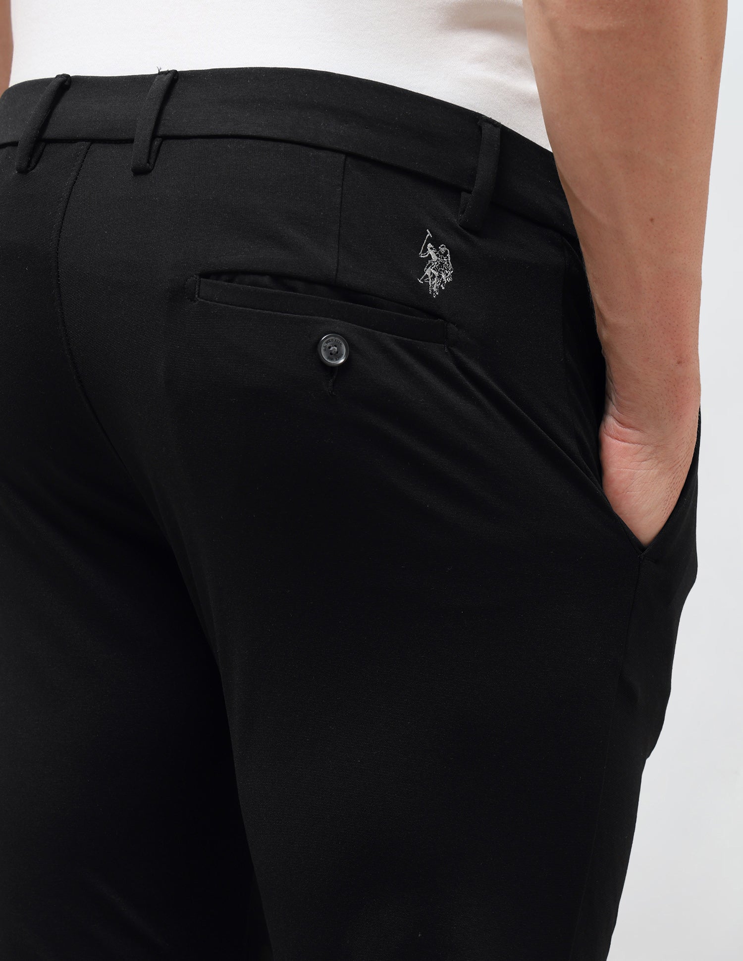 Satin Slim Fit Trousers Black - U.S. Polo Assn. India | Large