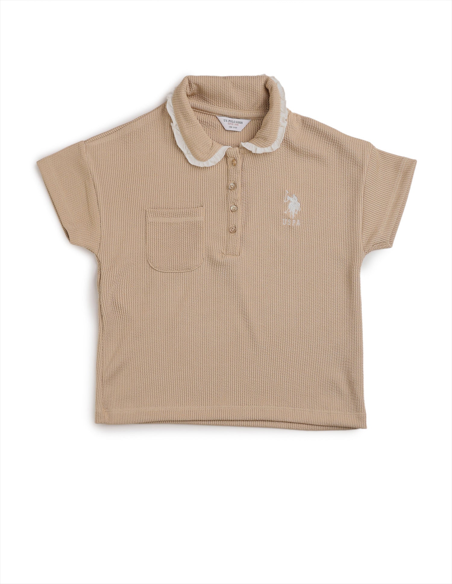 Girls Textured Boxy Fit Top Light Brown - U.S. POLO ASSN. | Large