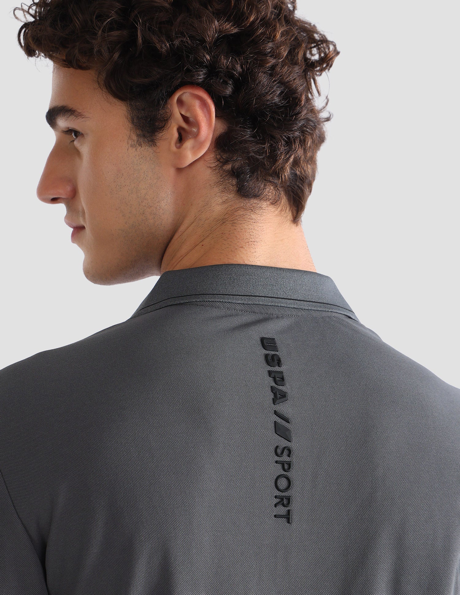 Solid Slim Fit Active Polo Shirt Dark Grey - U.S. Polo Assn. India | Large