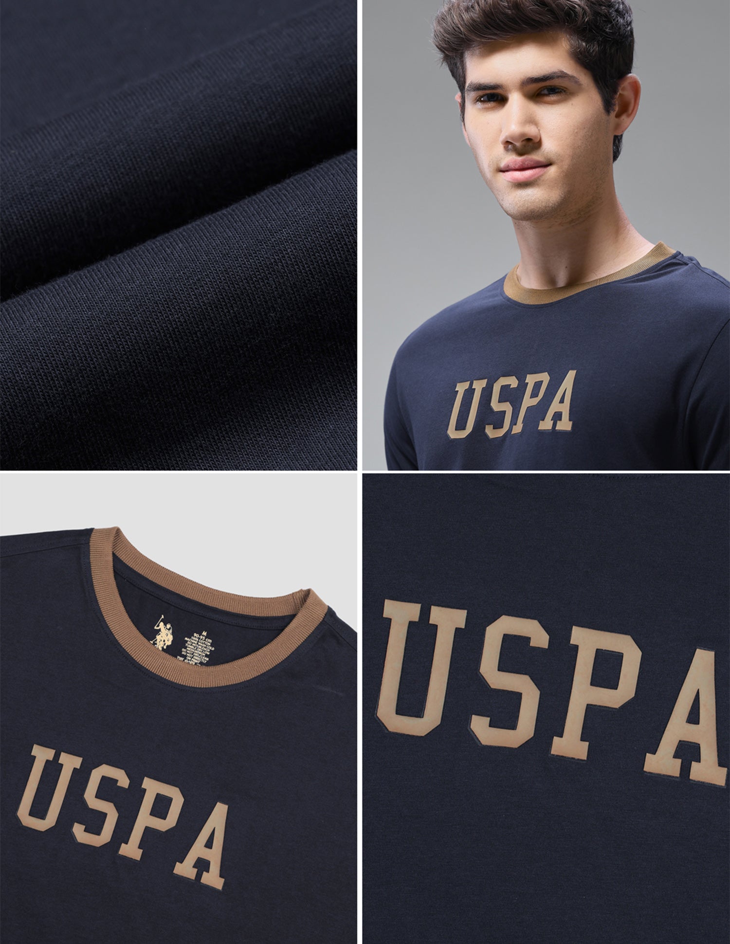 Brand Printed Regular Fit Loungewear T-Shirt Navy - U.S. Polo Assn. India | Large