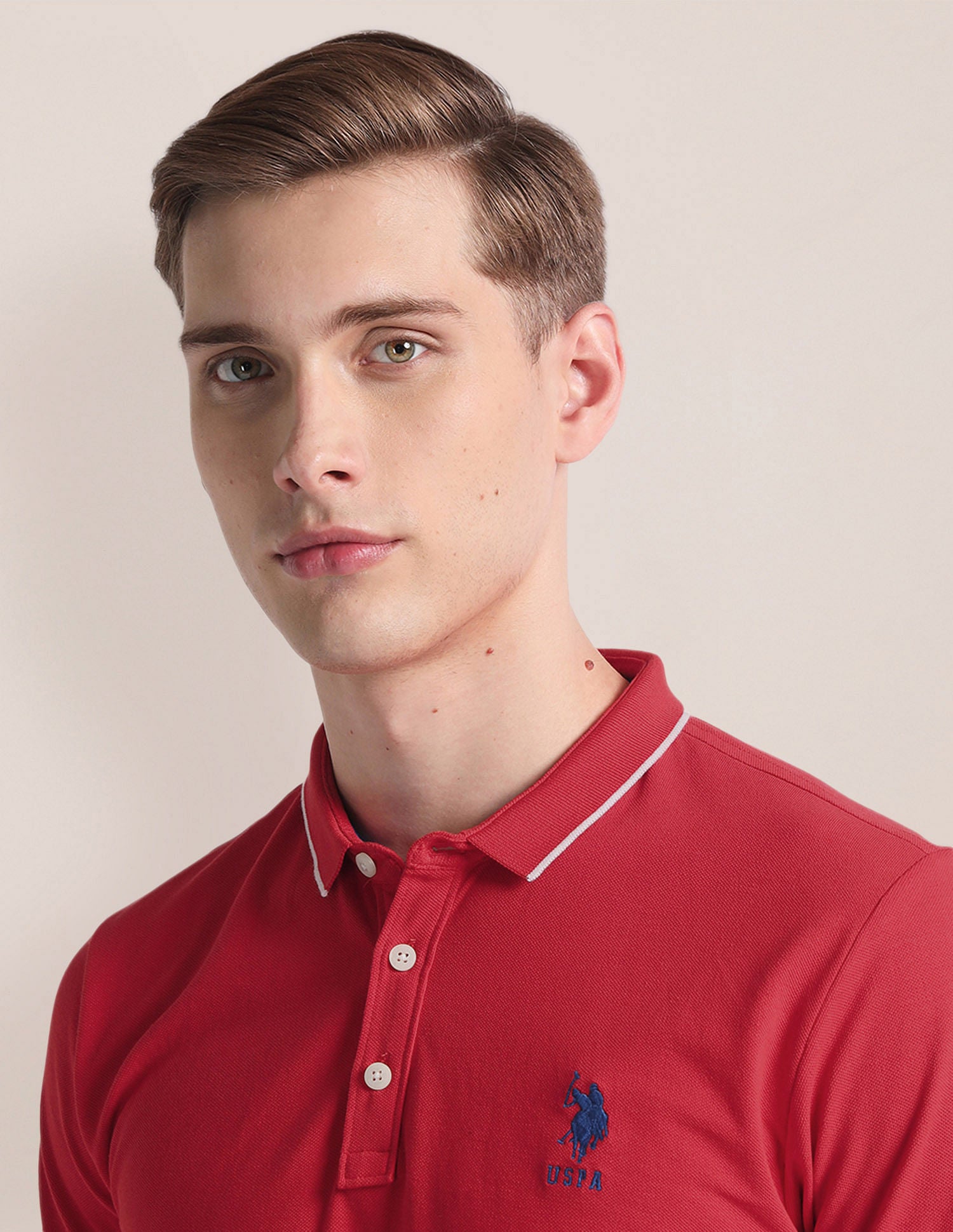 Solid Logo Polo Shirt Red - U.S. Polo Assn. India | Large