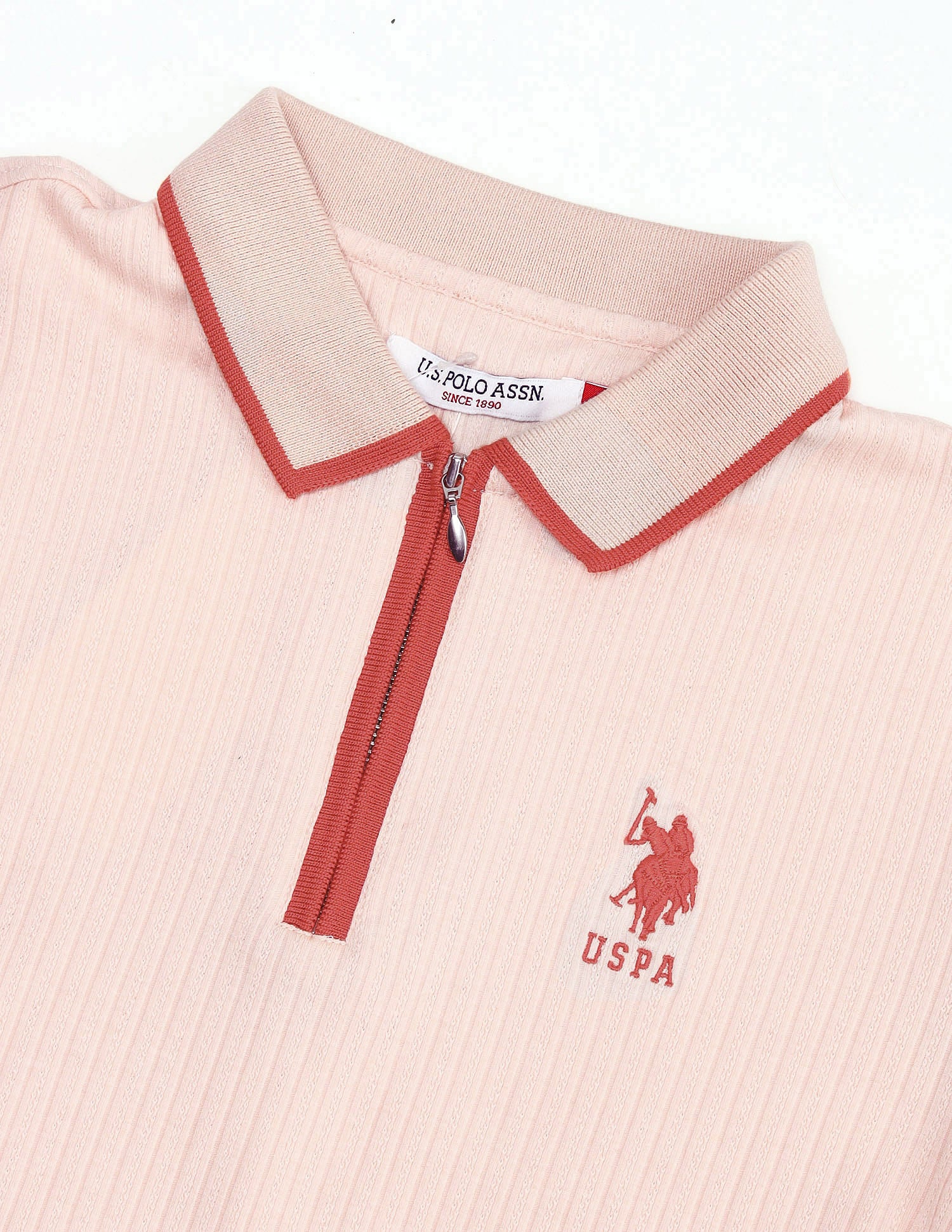 Textured Knit Tipped Polo Shirt Ecru - U.S. Polo Assn. India | Large