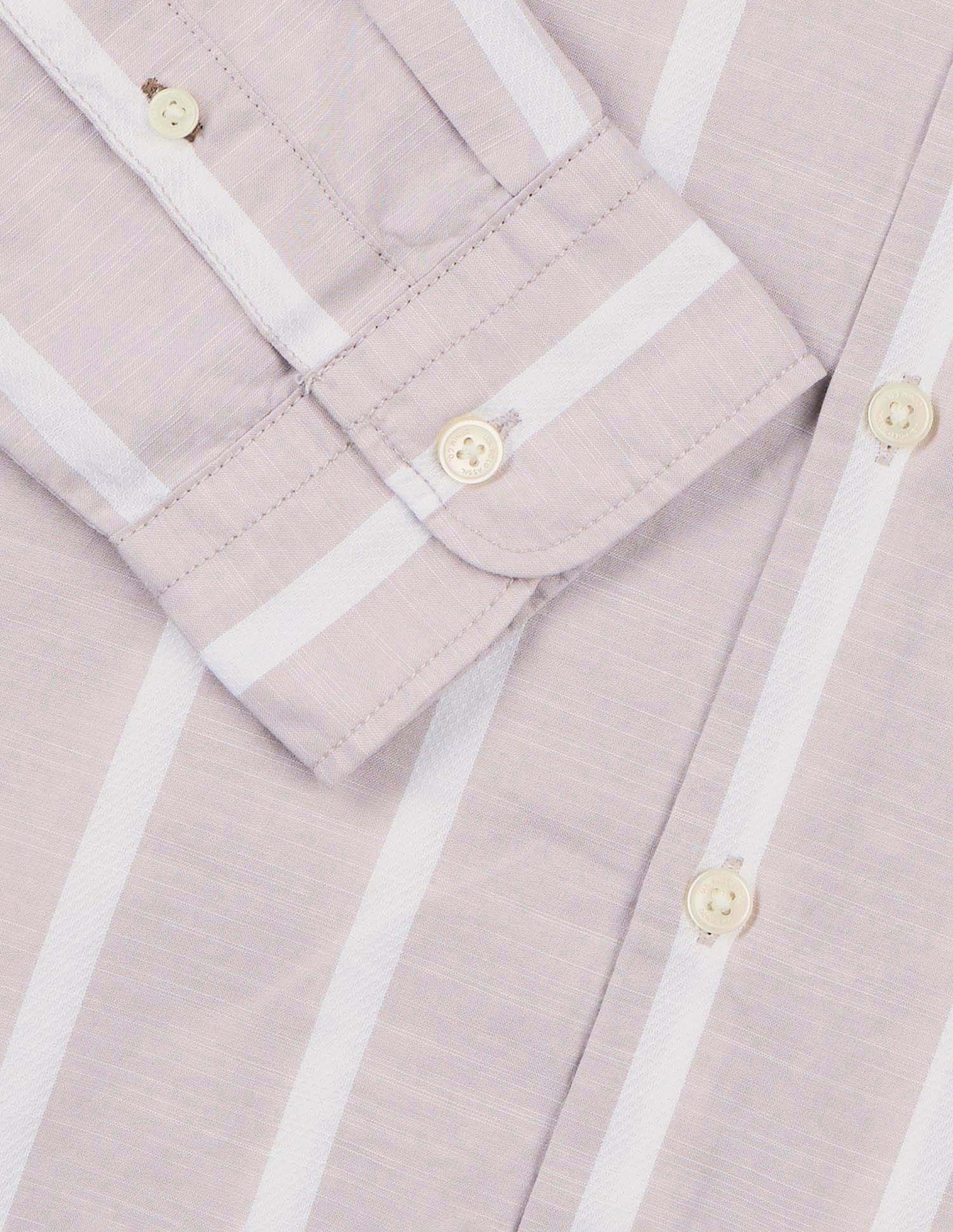 Vertical Striped Pure Cotton Shirt Khaki - U.S. Polo Assn. India | Large
