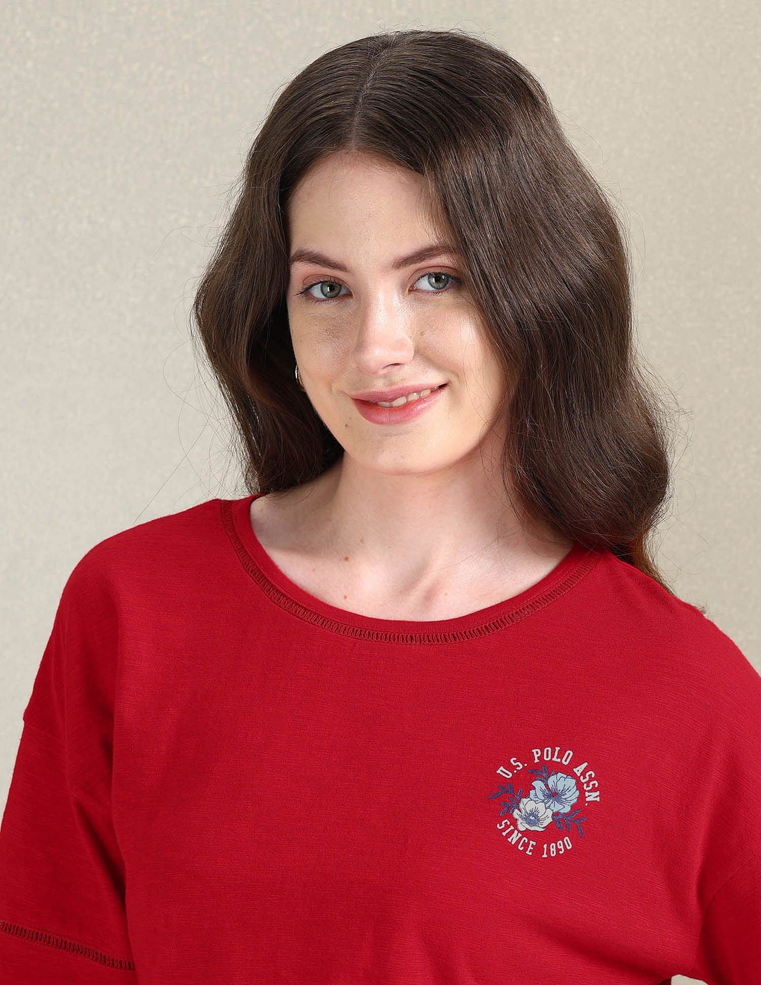 Pure Cotton Jersey Slub T-Shirt Red - U.S. POLO ASSN. | Large