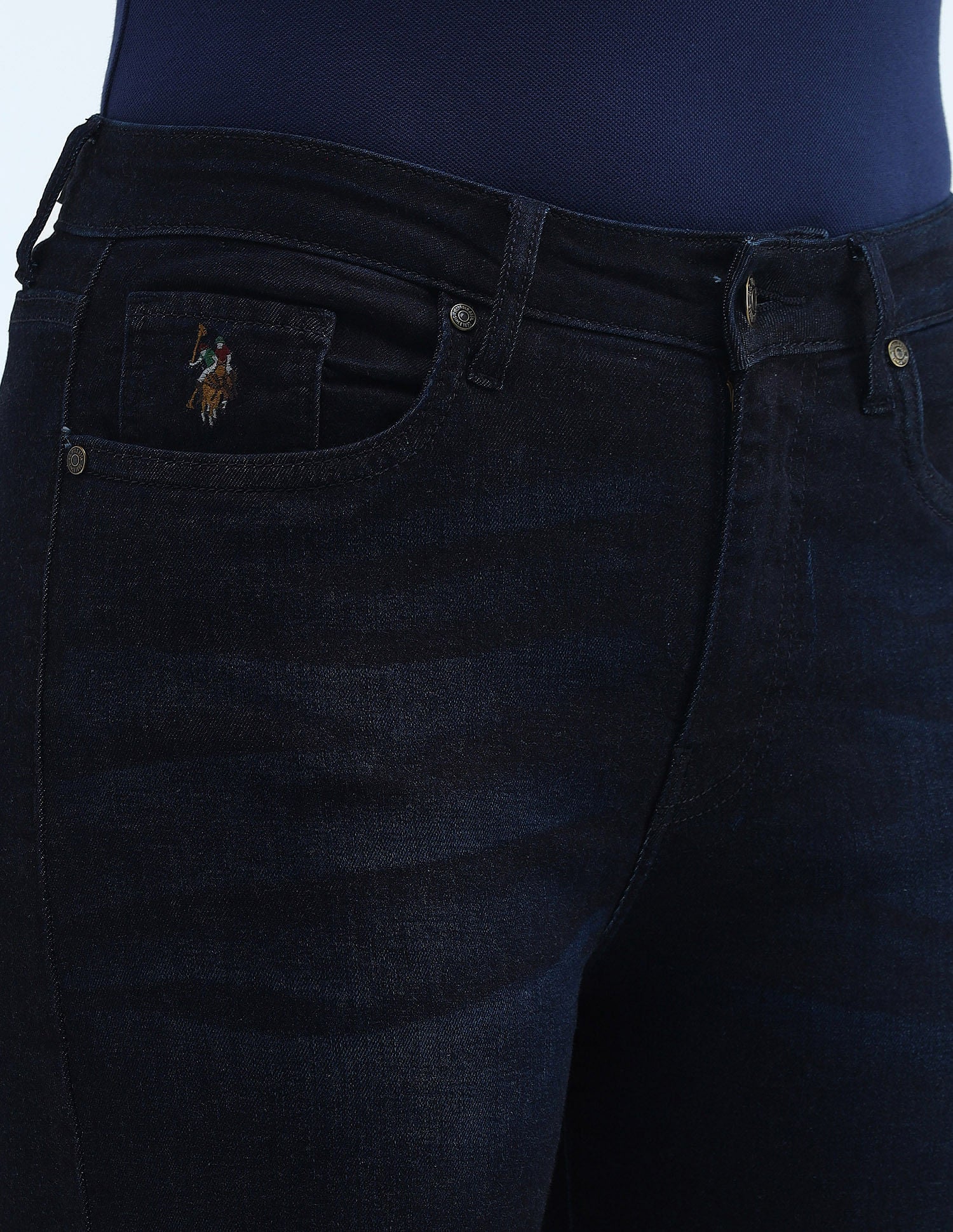 High Rise Straight Fit Jeans Dark Blue - U.S. Polo Assn. India | Large