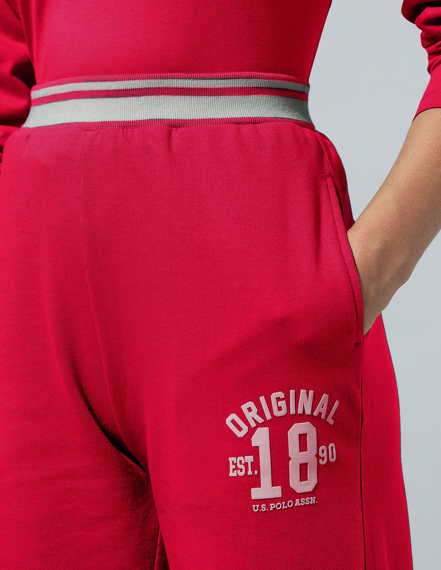 Polo Collar T-Shirt With Wide Leg Pants Red - U.S. Polo Assn. India | Large