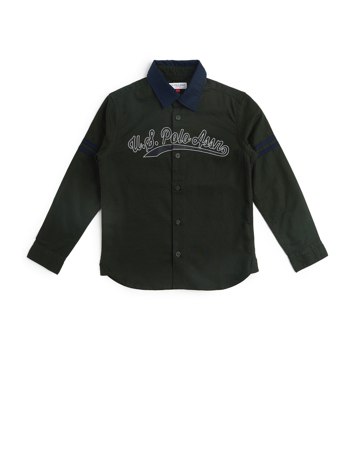 Boys Brand Printed Oxford Shirt Green - U.S. POLO ASSN. | Large